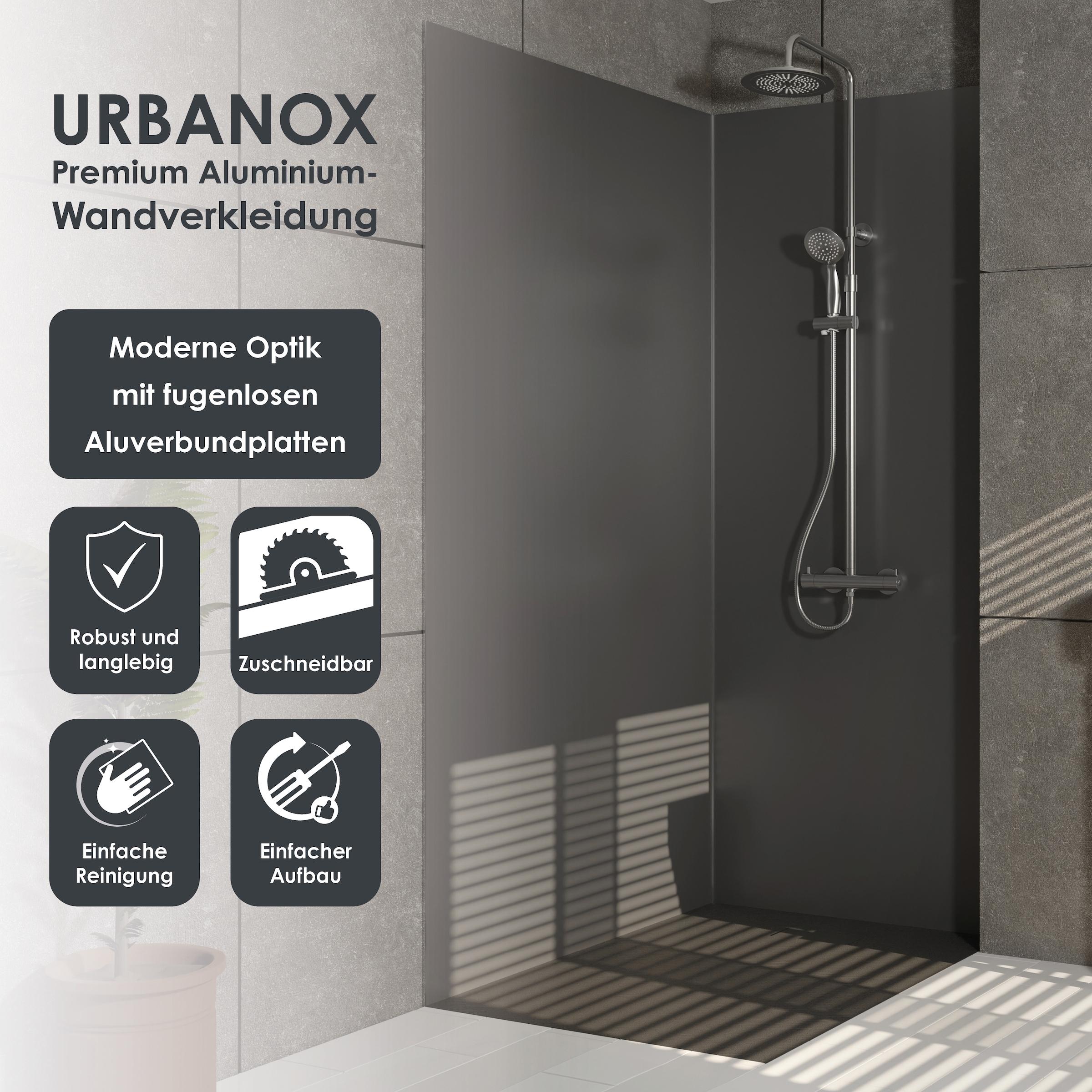 Marwell Duschrückwand »Urbanox«, (Set, 1 tlg.), in verschiedenen Größen erhältlich
