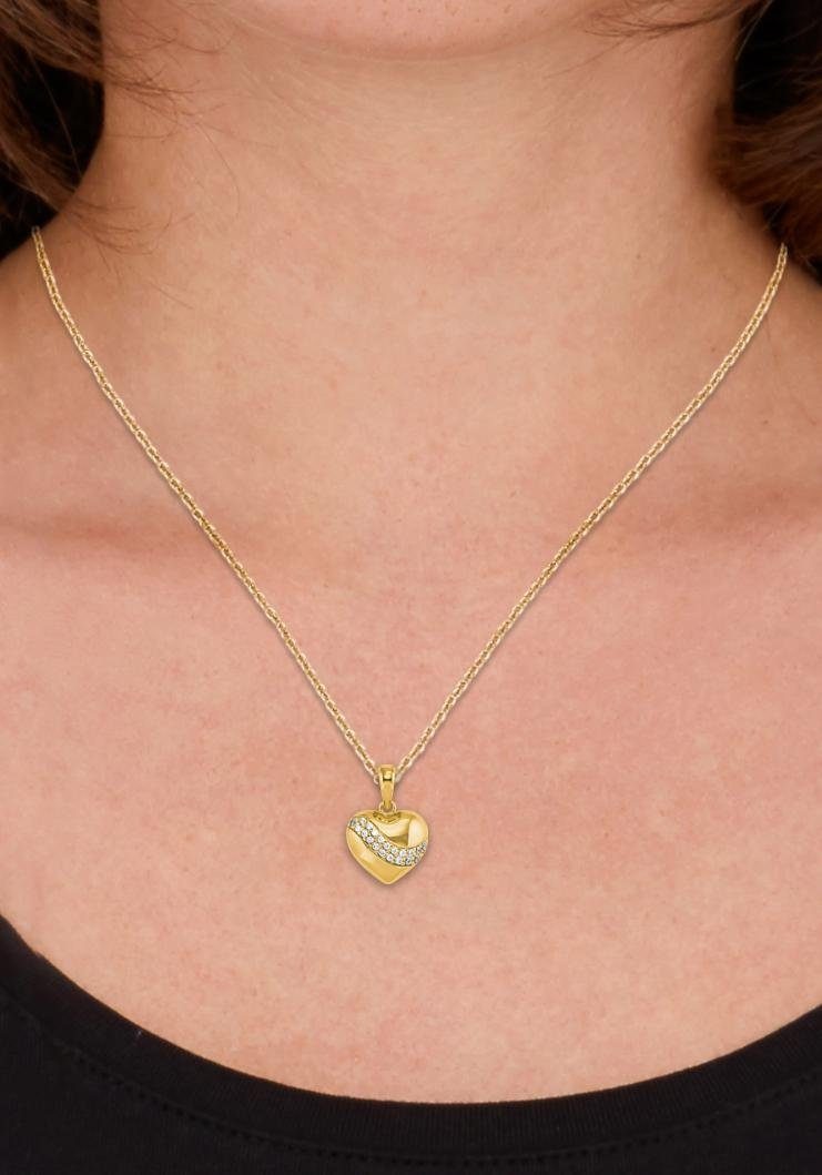 Amor Kette mit Anhänger »Herz, 2022090«, mit Zirkonia (synth.)