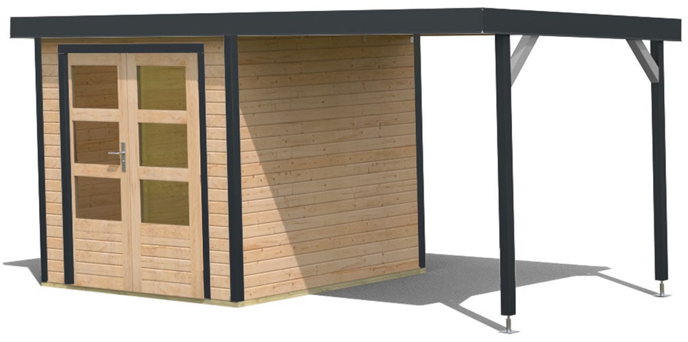 Karibu Gartenhaus »Jupiterino 2  SET, in verschiedenen Farben« inkl. Anbaudach