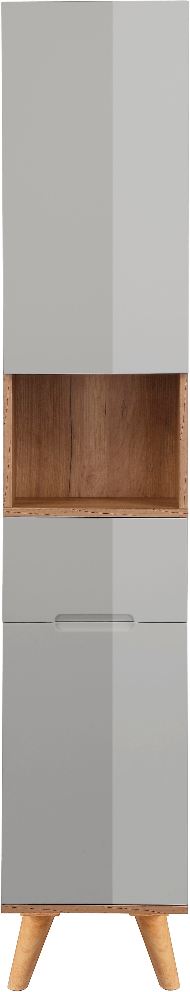 andas Hochschrank »Lund Badschrank skandinavisches Design mit viel Stauraum«, Badmöbel, 2 Türen und 1 Schublade, Breite 35cm