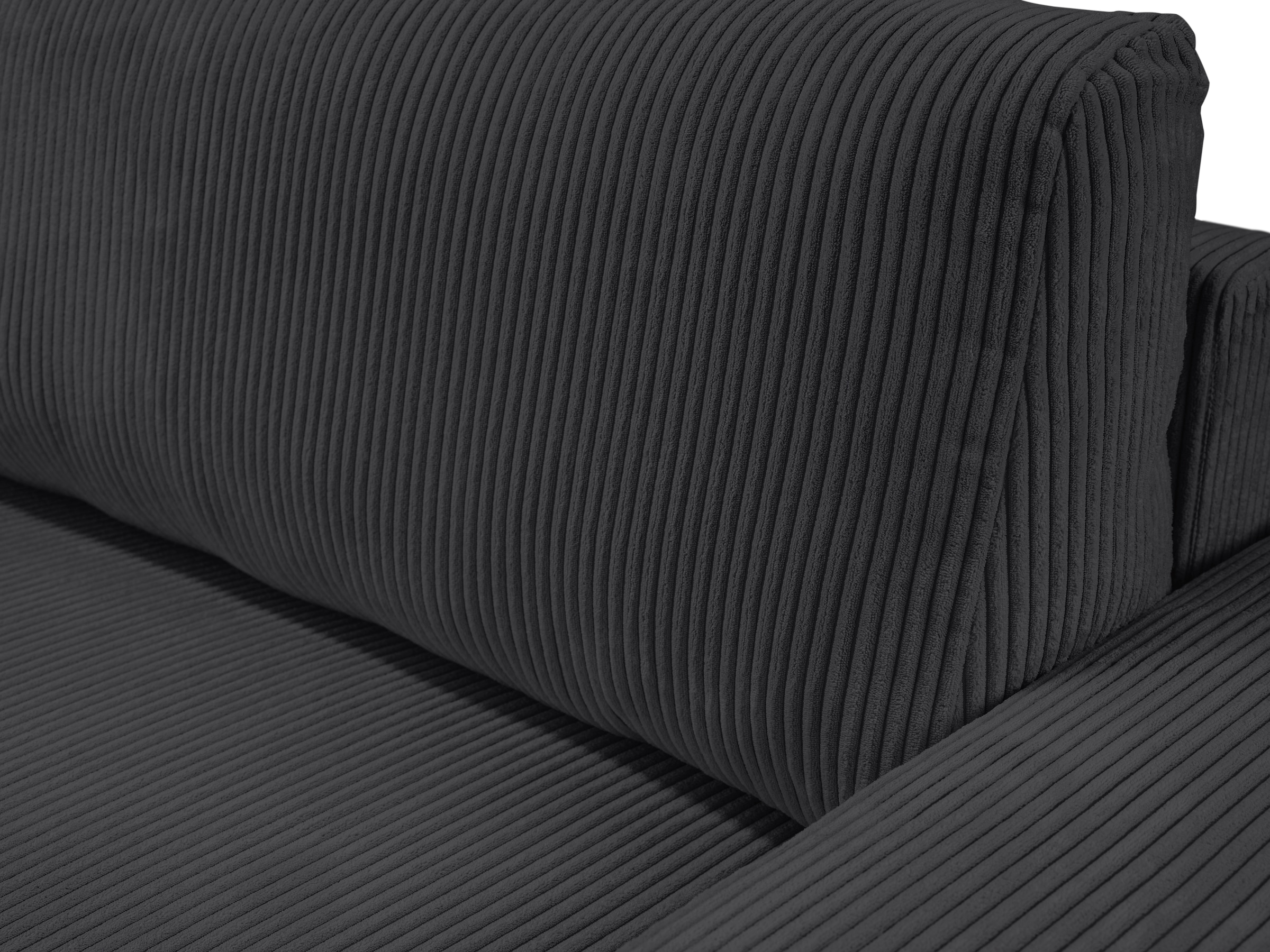 WERK2 Ecksofa »Rotterdam-L, kuschelweicher Cord oder Breitcord, L-Form, Breite 267 cm«, Design Ecksofa mit Schlaffunktion & Bettkasten, Cord, Anthrazit