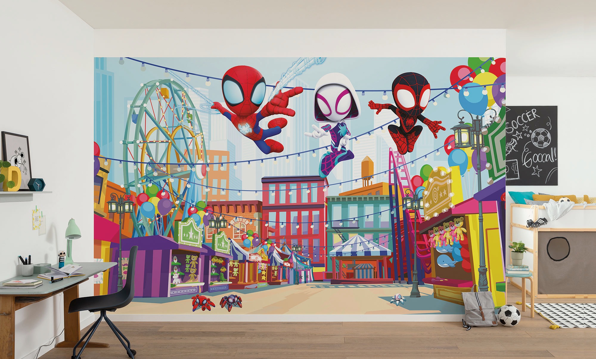 KOMAR Kindertapete »Marvel Spidey And His Amazing Friends Theme Park« bedruckt glatt Bunt B/L: 400 m m
