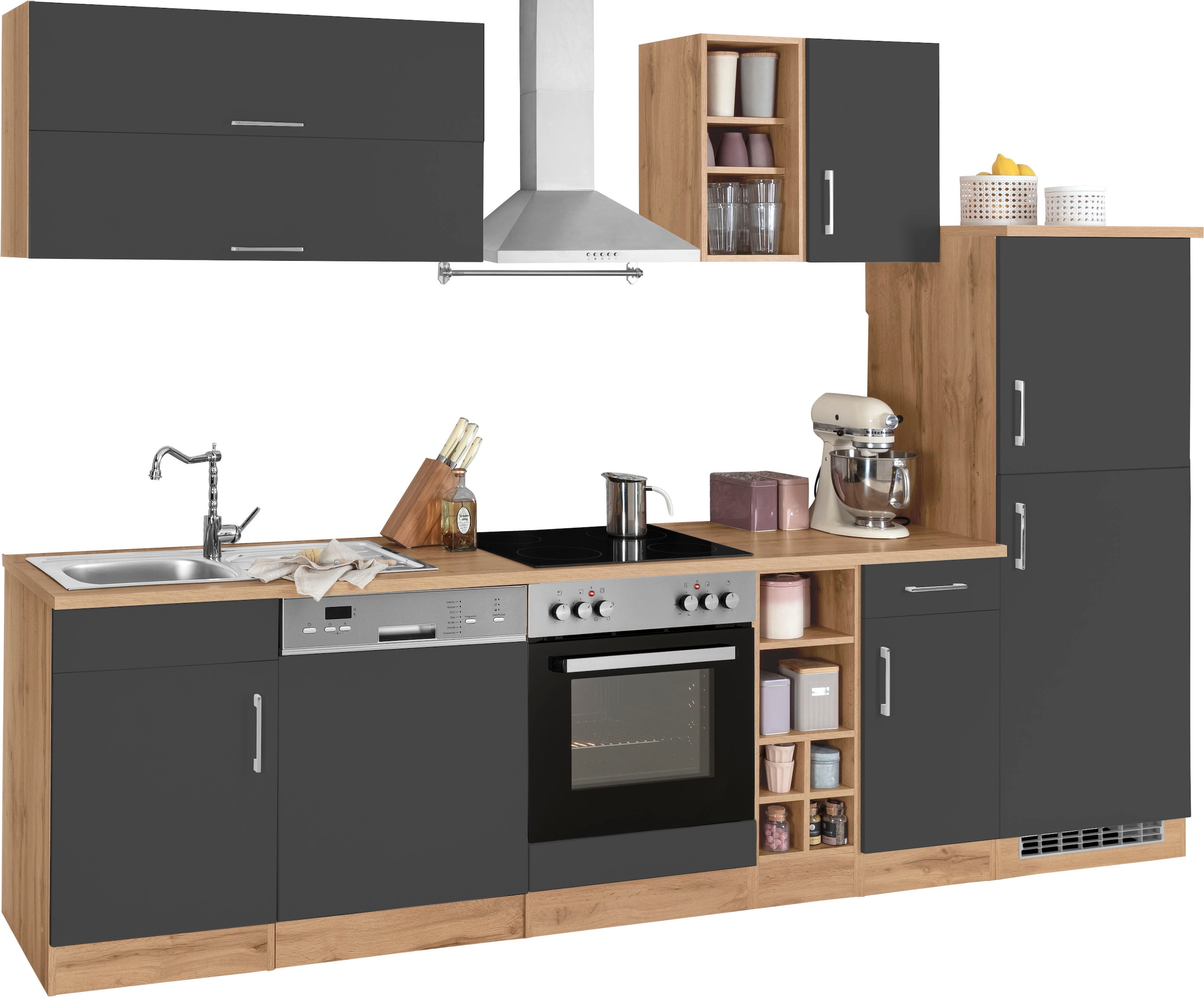 KOCHSTATION Küchenzeile »KS-Colmar«, mit E-Geräten, Breite 300 cm