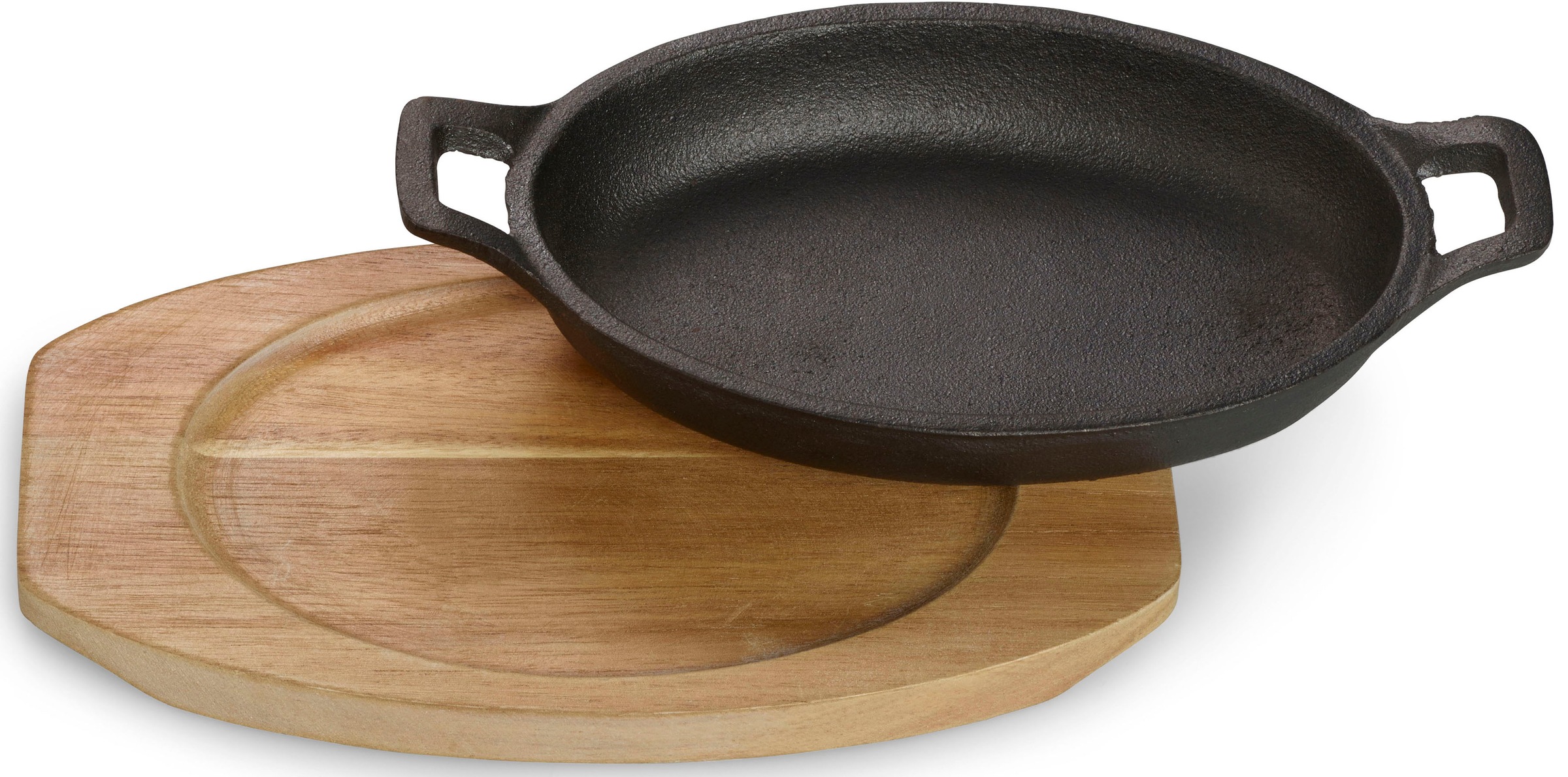 ECHTWERK Servierpfanne, Gusseisen, Gusseisen, mit Servierbrett, für Backöfen, Grill & BBQ, Big-Edition