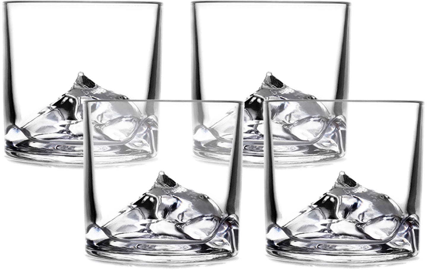 LIITON Whiskyglas »Everest«, (Set, 4 tlg.), dicker Glasboden als Bergmotiv