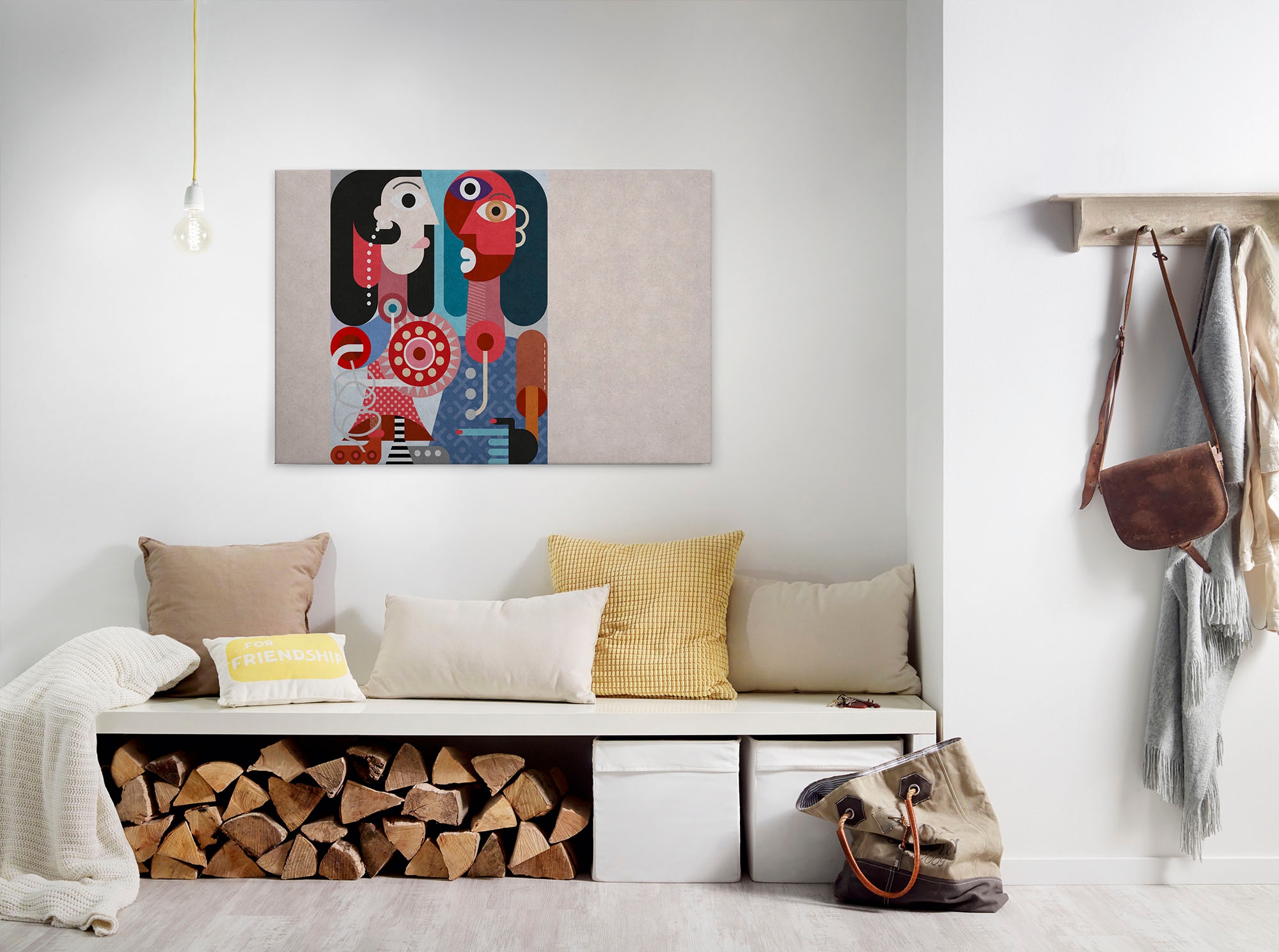 Bricoflor Abstrakte Kunst Wandbild Bunt Retro Leinwand Bild 60Er Jahre Stil günstig online kaufen