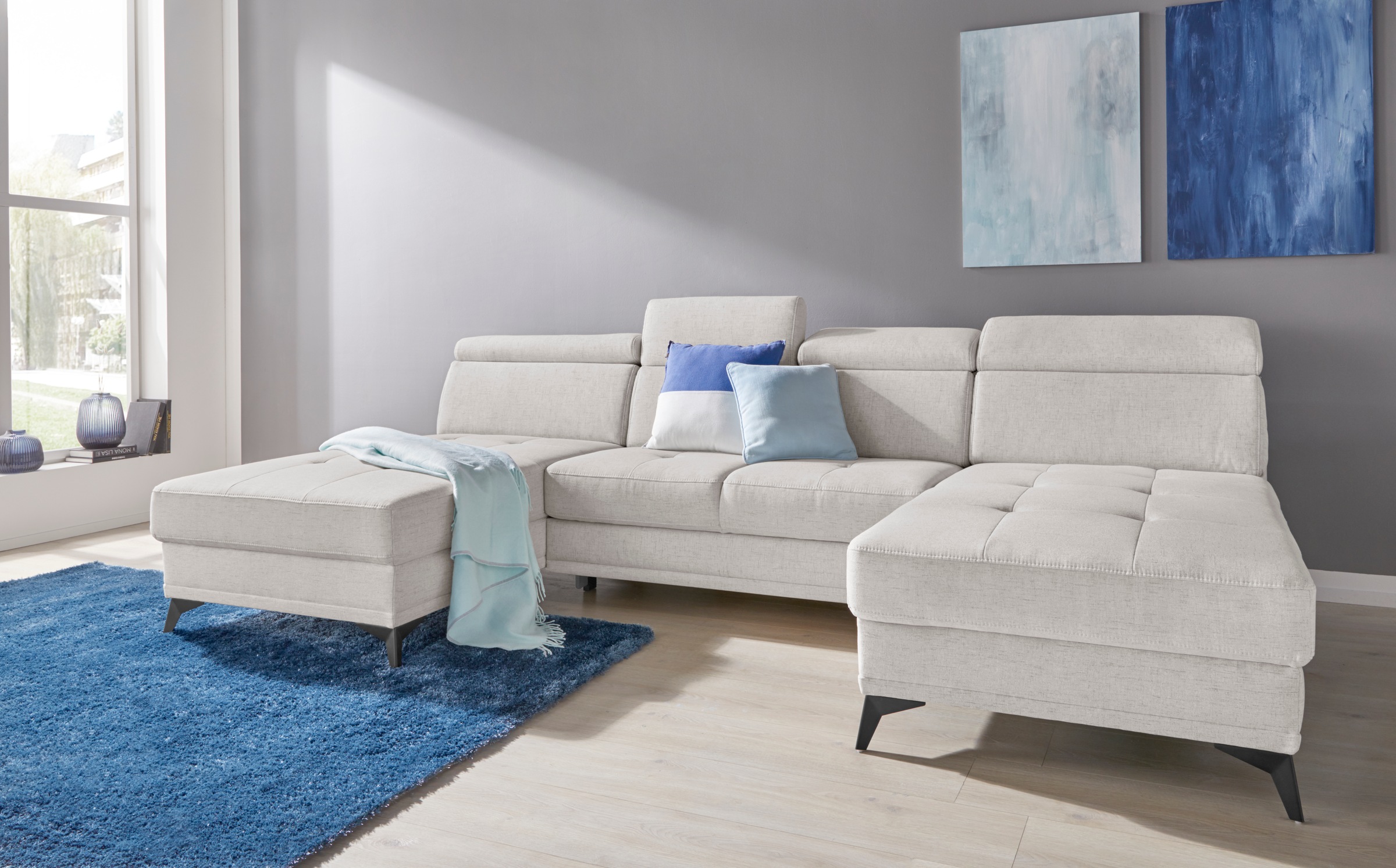 Home affaire Wohnlandschaft »Cardiz U-Form« inkl.Kopfteilverstellung und Fe günstig online kaufen