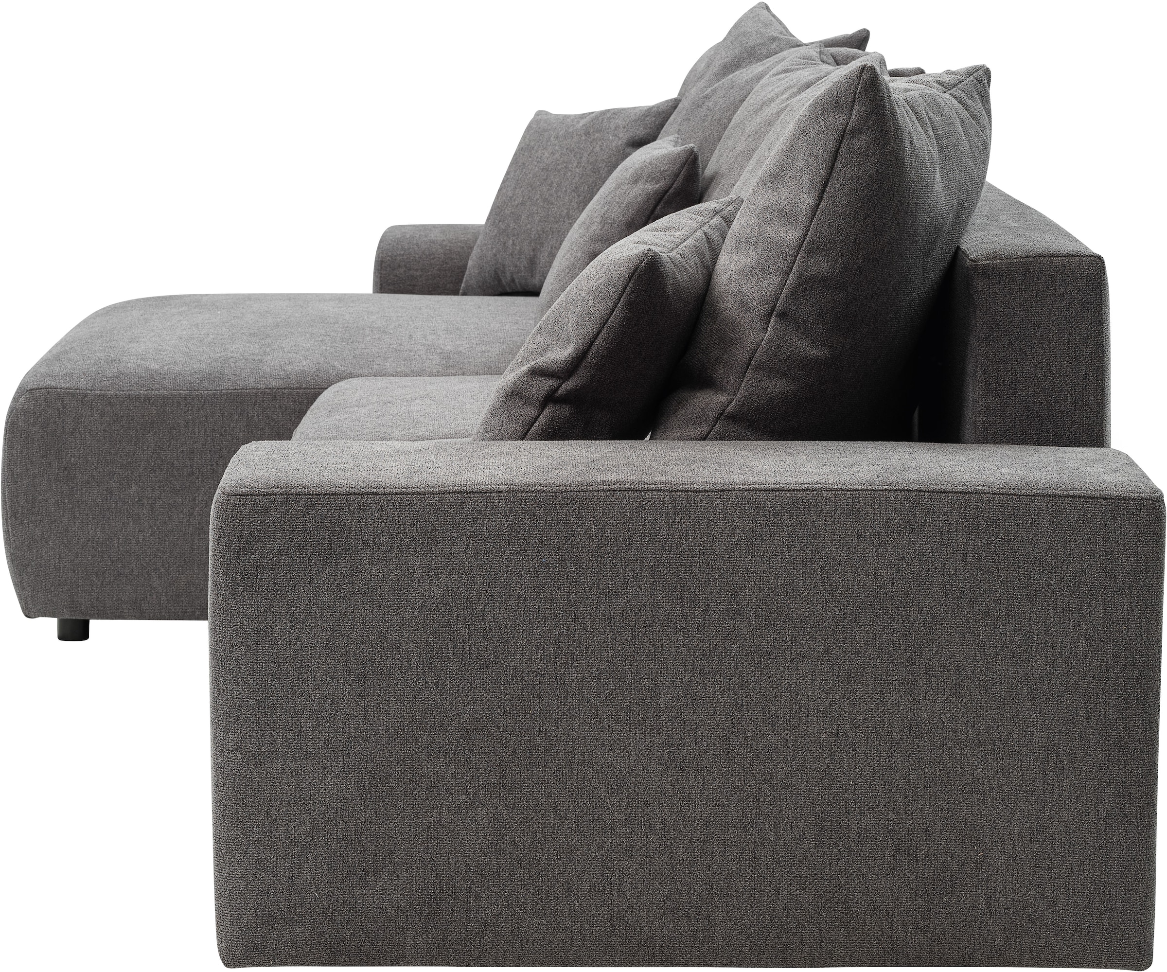 WERK2 Ecksofa »Riwa, modernes Sofa zum Kuscheln und Entspannen, Breite 300cm, L-Form«, Trendiges Ecksofa mit vielen Kissen, Schlaffunktion & Bettkasten