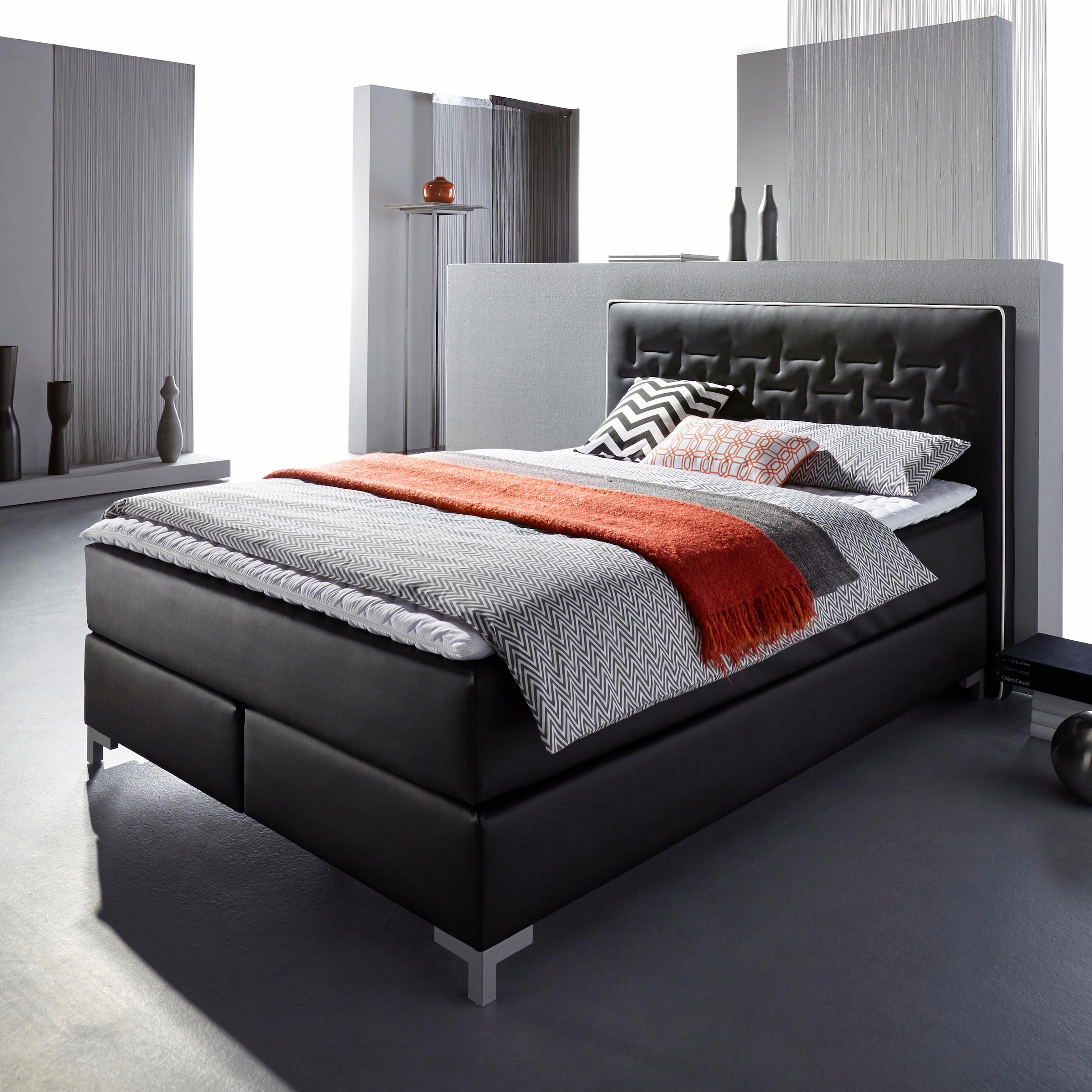 INOSIGN Boxspringbett »Coos«, mit besonderer Steppung im Kopfteil, 3 Matrat günstig online kaufen