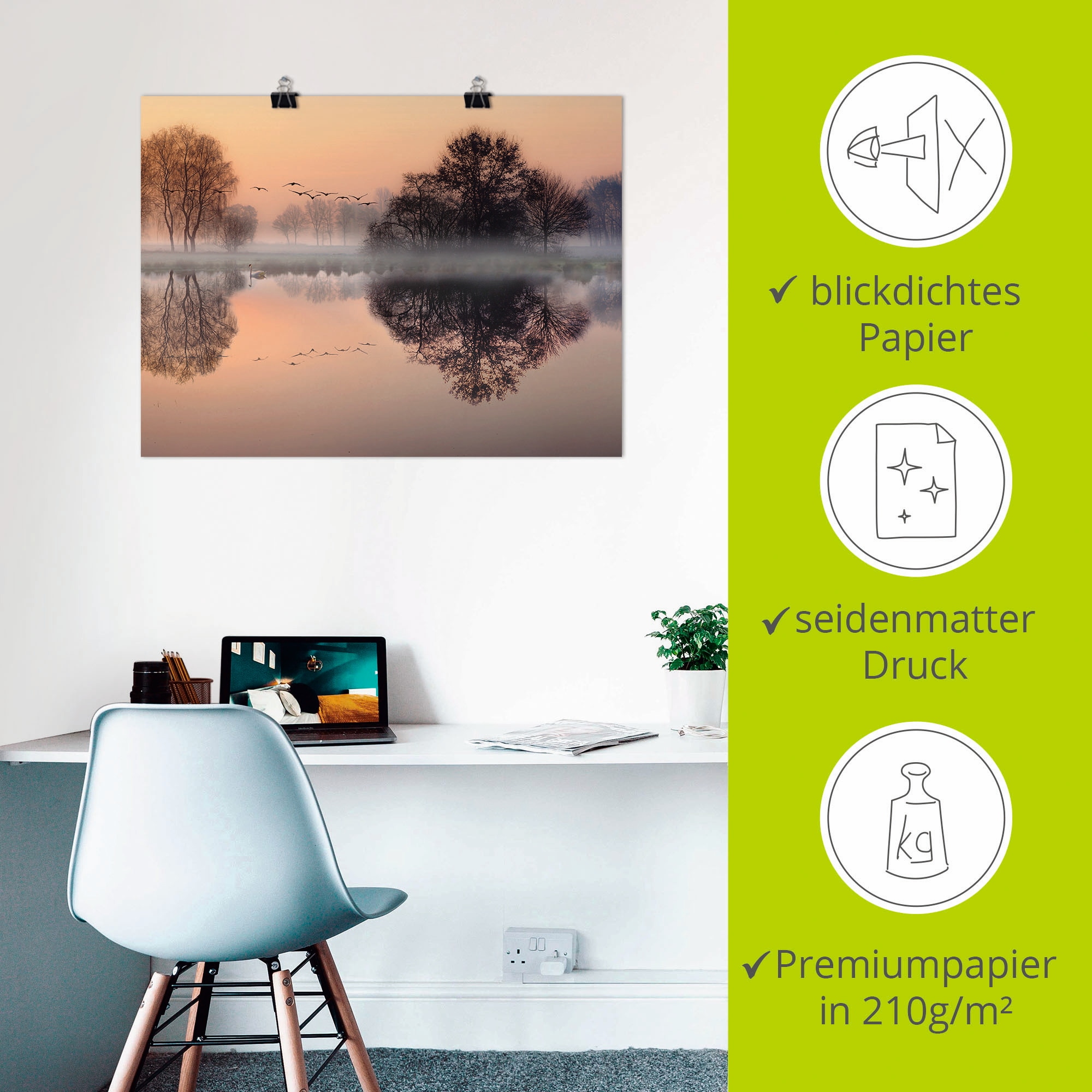 Artland Wandbild »Früh morgens am See....«, Gewässer, (1 St.), als Leinwandbild, Poster, Wandaufkleber in verschied. Größen
