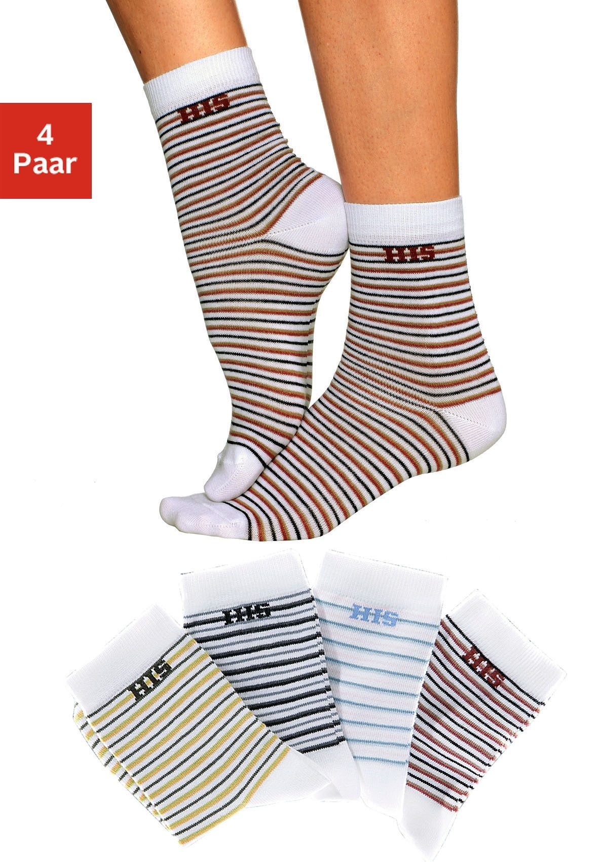 Basicsocken, (Packung, 4 Paar), mit eingestricktem Markenlogo