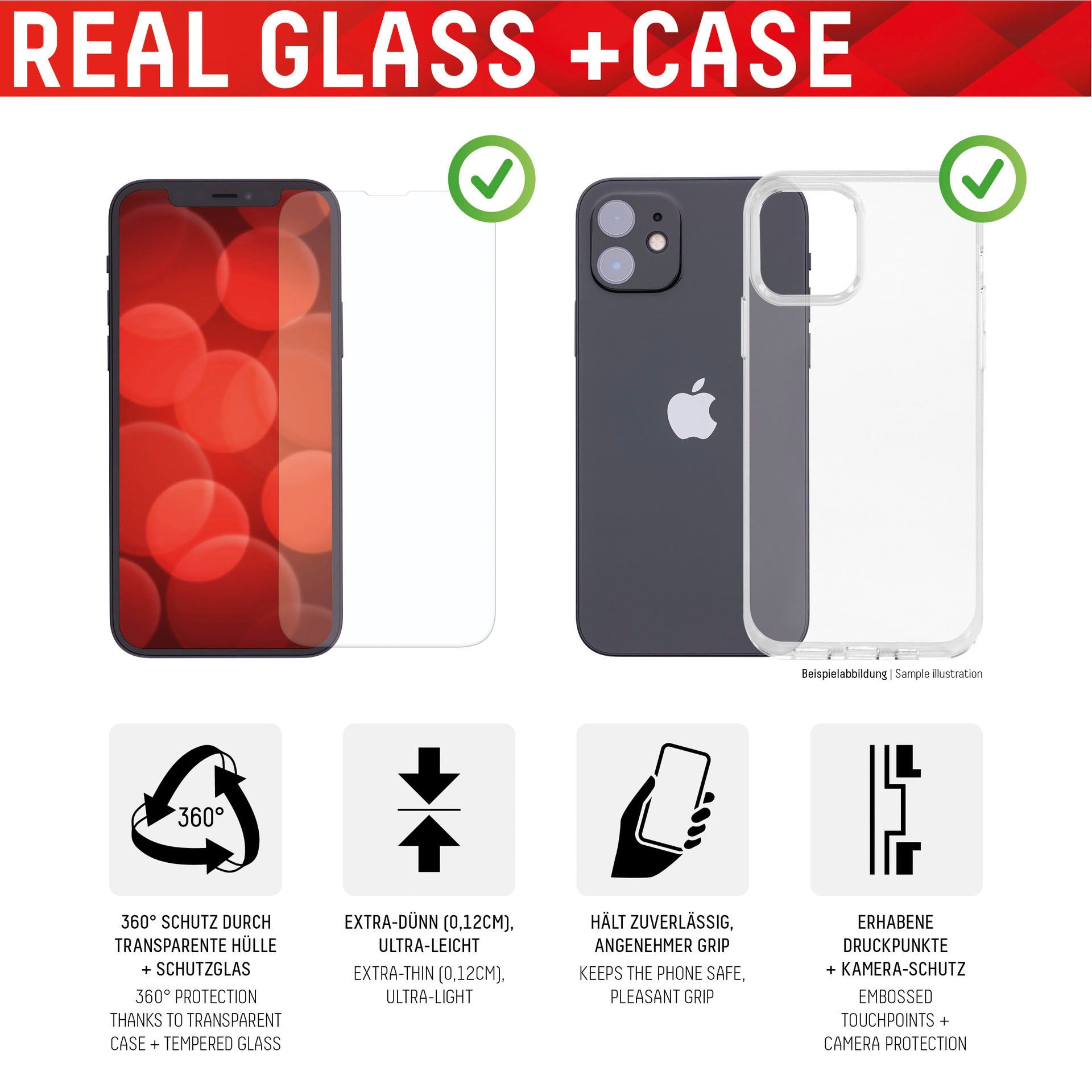Displex Displayschutzglas »Real Glass + Case - iPhone 14 Pro« für iPhone 14 Pro
