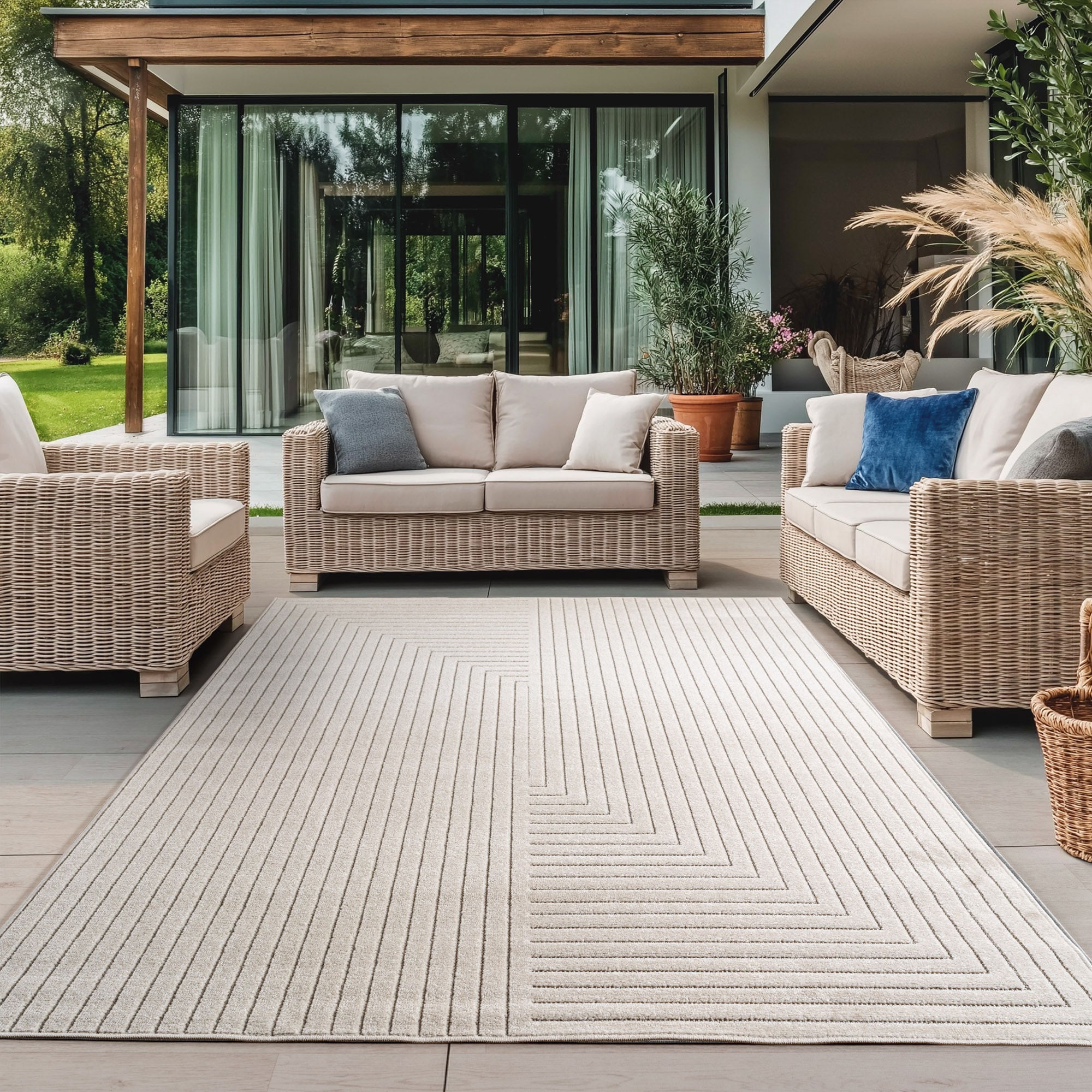 Ayyildiz Teppiche Outdoorteppich »NOVA 1202«, rechteckig, 5 mm Höhe, In und Outdoor, Hoch Tief Effekt, Wohnzimmer, Aussenbereich