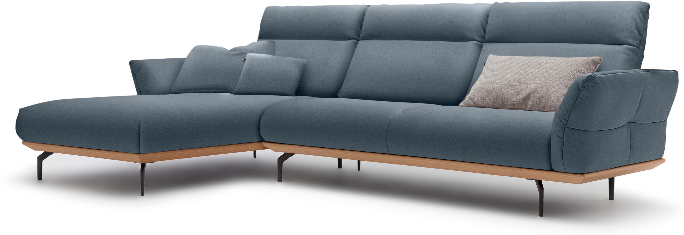 Creation BY ROLF BENZ Ecksofa »CR.460«, Sockel in Eiche, Winkelfüße in Umbragrau, Breite 318 cm