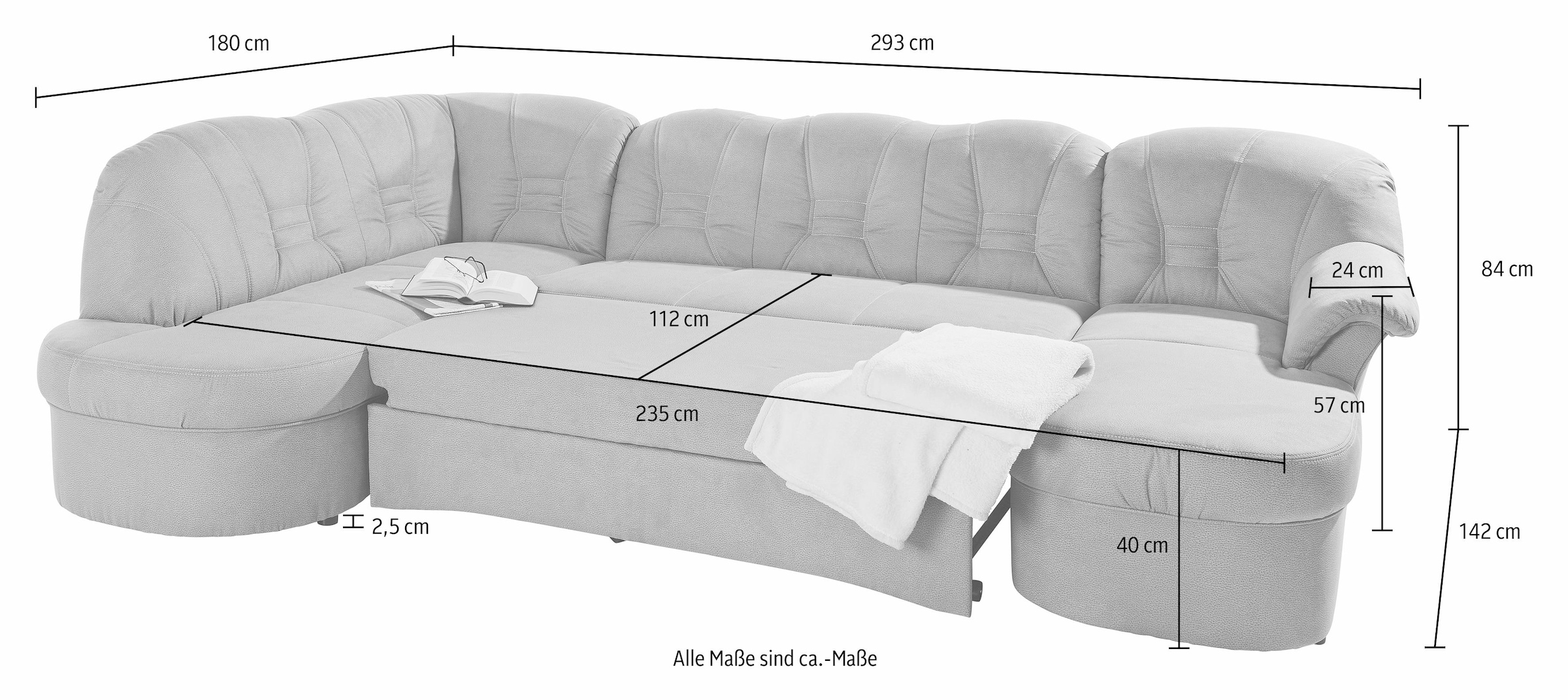 DOMO collection Wohnlandschaft »Elva U-Form«, wahlweise mit Bettfunktion und Federkern