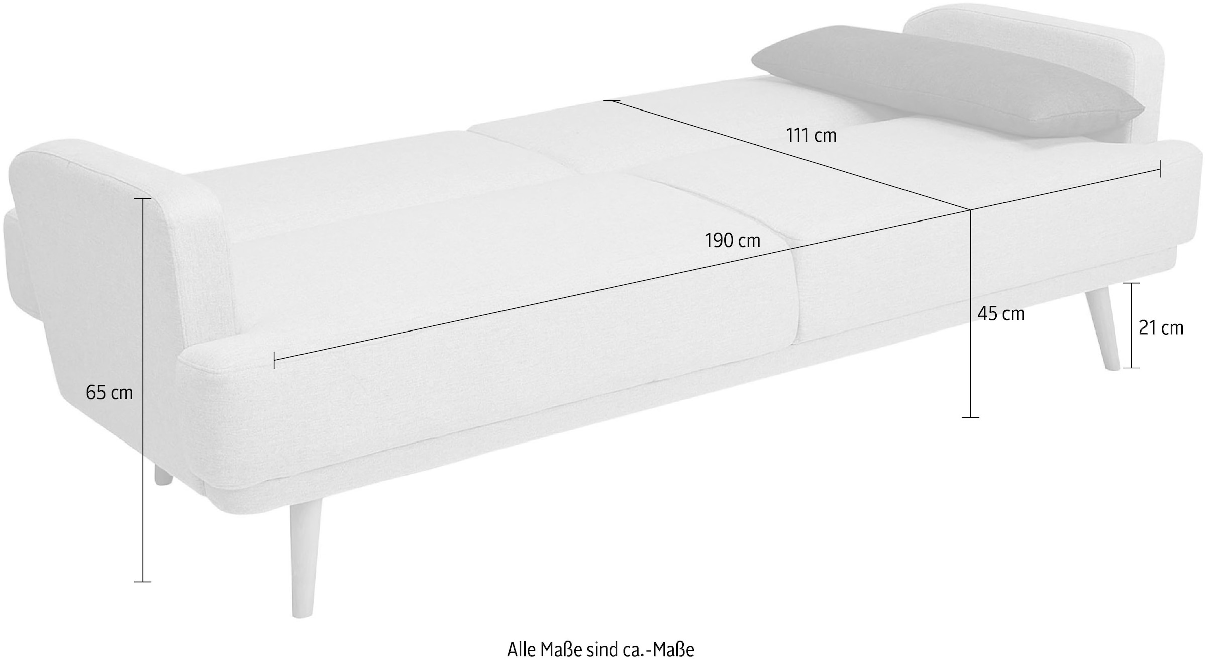 SalesFever Schlafsofa »Malmö, 2,5-Sitzer, Sofa inkl. Zierkissen«, mit Schlaffunktion, Breite 214 cm