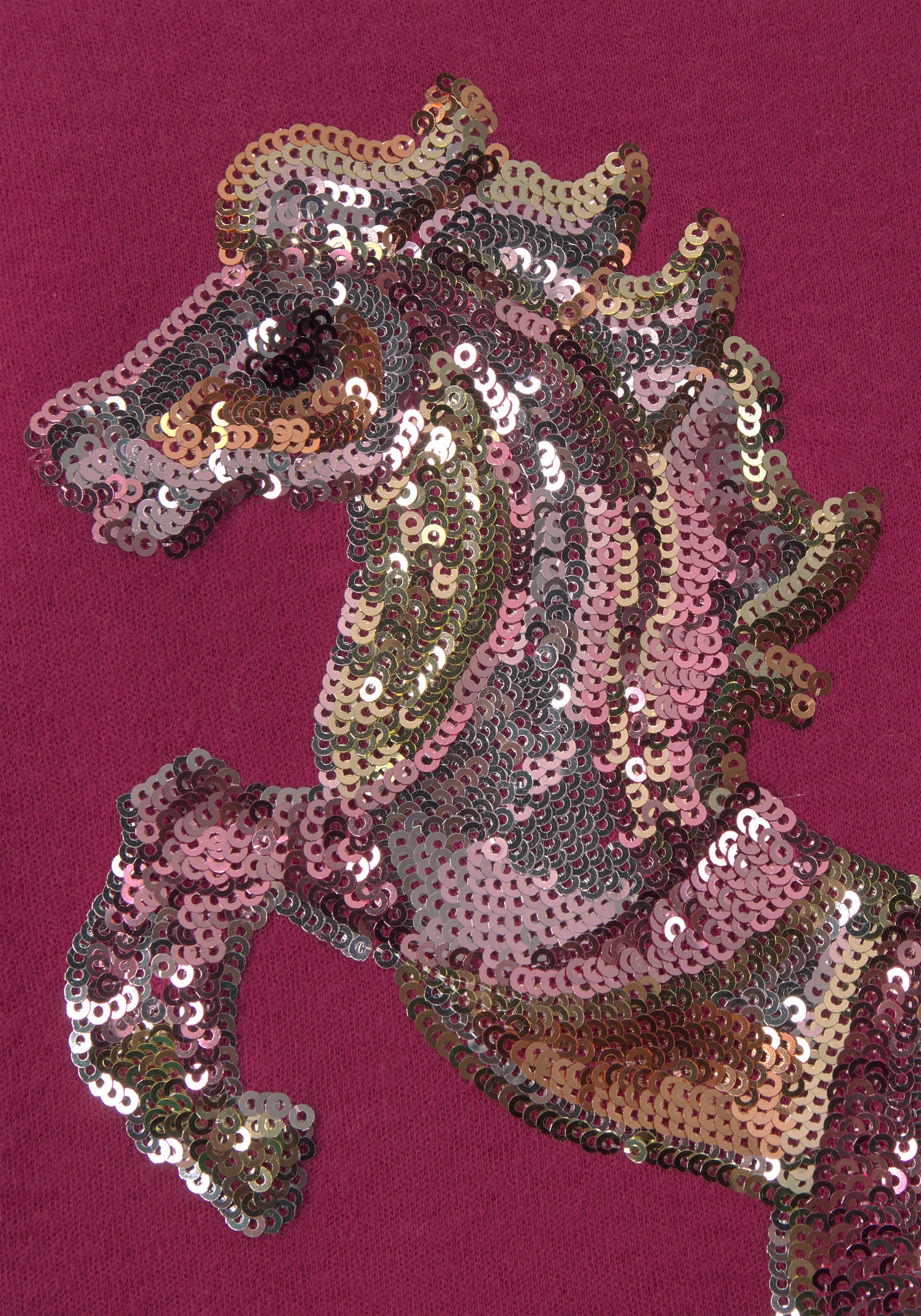 KIDSWORLD Langarmshirt, in langer Form mit schönem Pferdemotiv aus  Pailletten jetzt im %Sale
