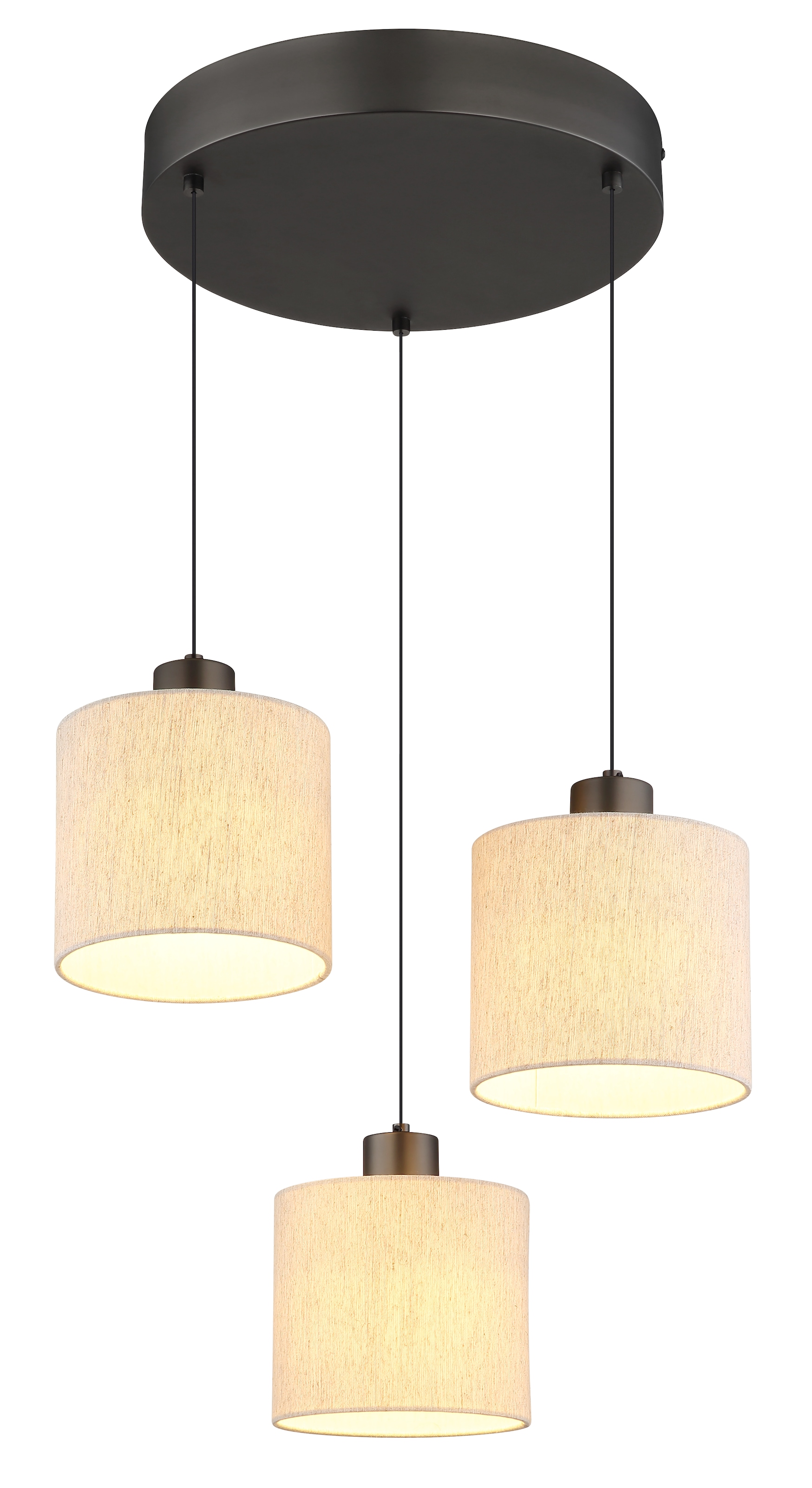 NOWA Hängeleuchte »THEA« LED-Modul 1 Stk. Warmweiß Hängelampe,schwarz,Leinen,Esstisch,rund,Höhe verstellbar,3,creme