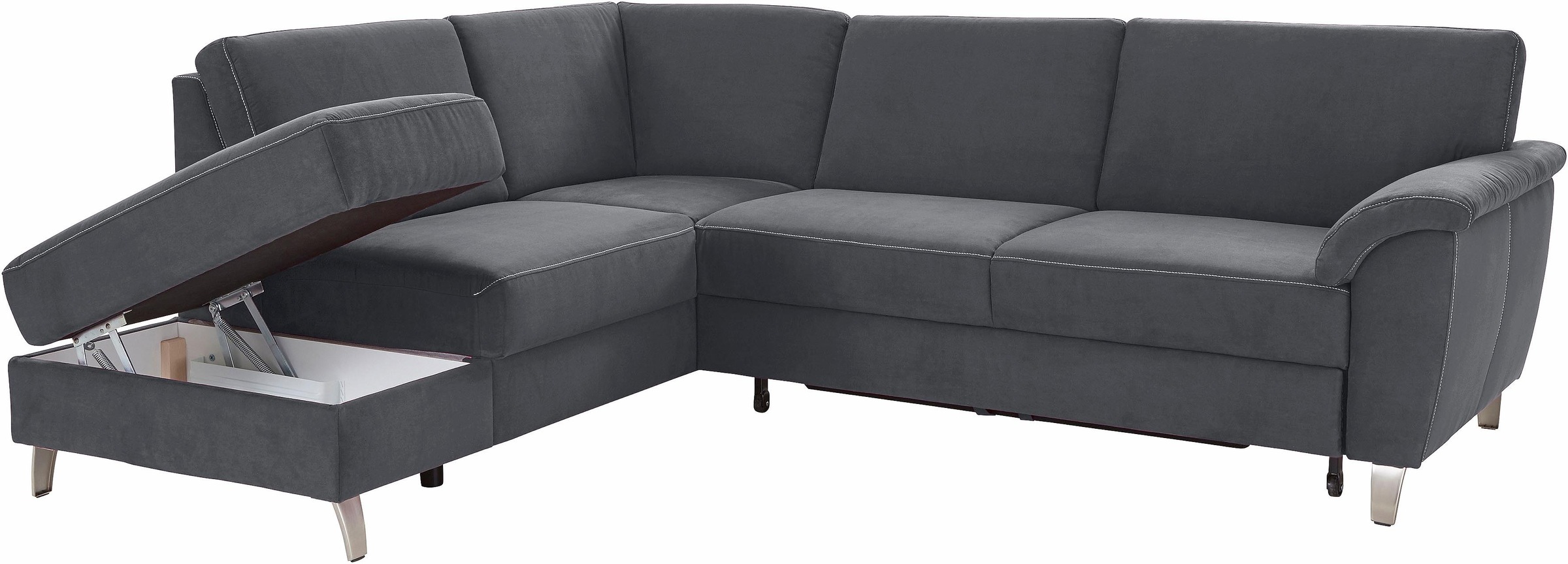 sit&more Ecksofa »Texel L-Form«, mit Federkern, wahlweise mit Bettfunktion und Bettkasten