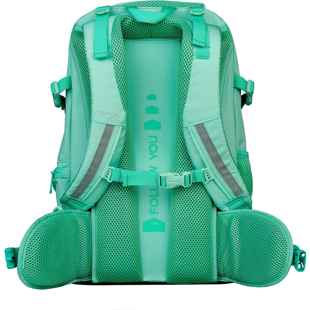 neoxx Schulrucksack »Active, Mint to be«, reflektierende Details, aus recycelten PET-Flaschen