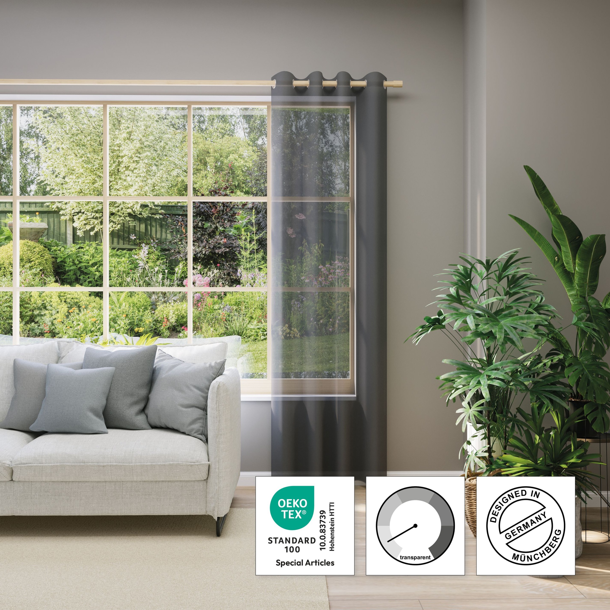 Neutex for you! Vorhang nach Maß »EVA«, (1 St.), Uni-Voile mit elegantem Glanz