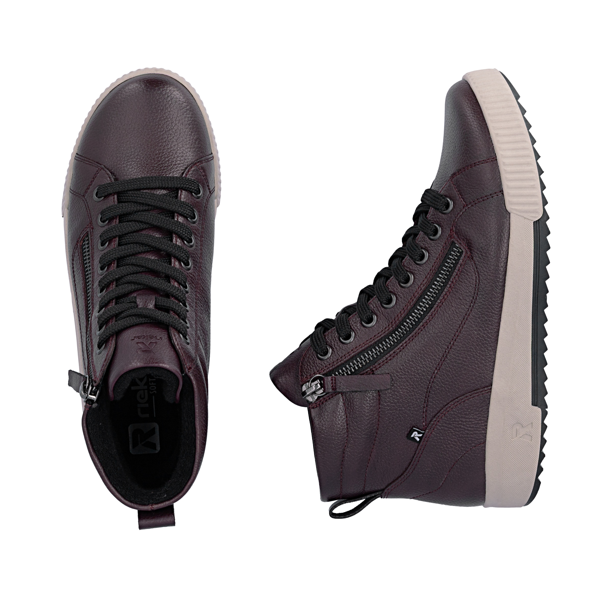 RIEKER Sport Schnürboots  Stiefelette, High Top Sneaker, Freizeitboots mit Reißverschluss