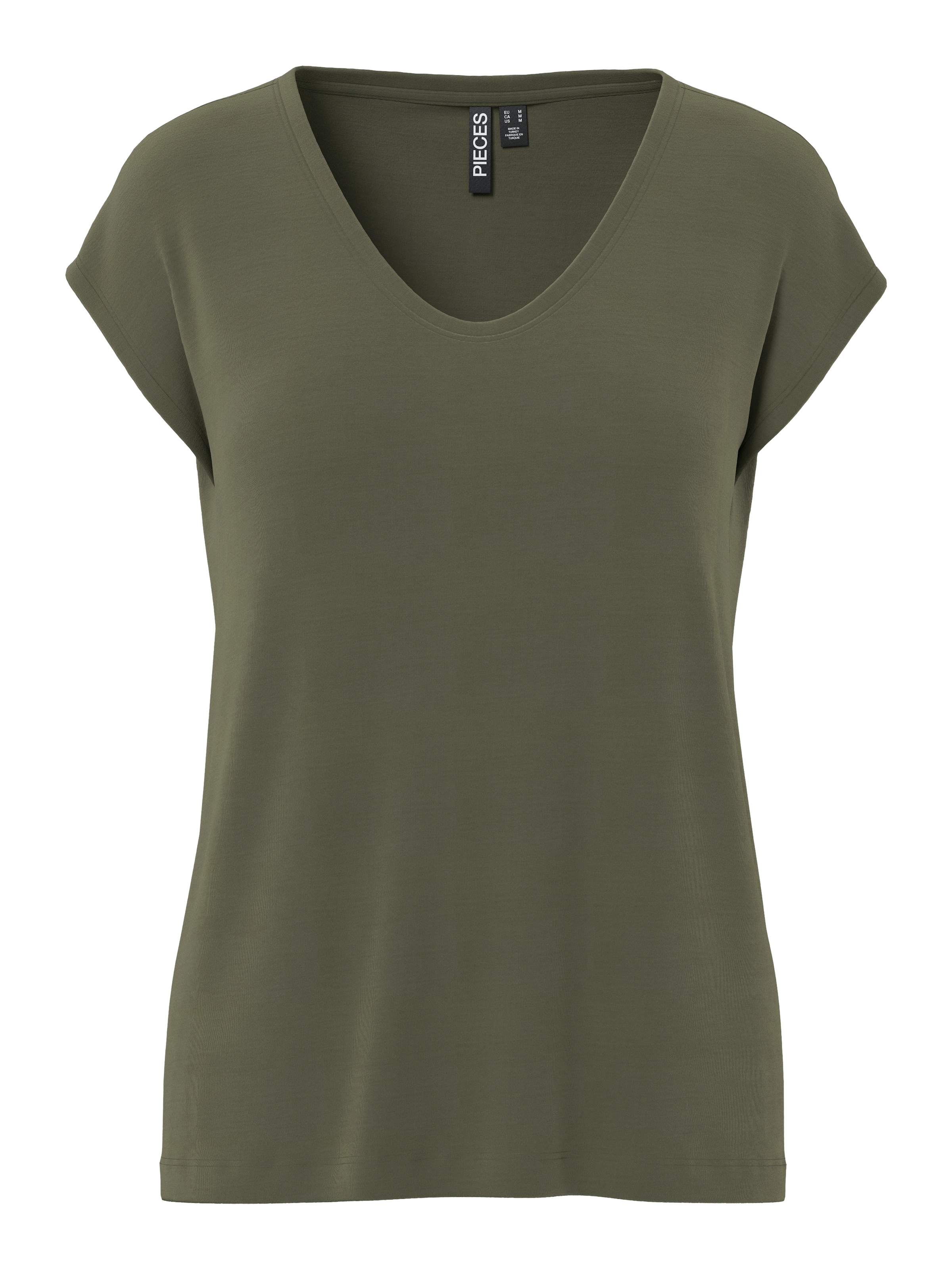 pieces Kurzarmshirt »PCKAMALA TEE NOOS BC« Materialmix, regular fit