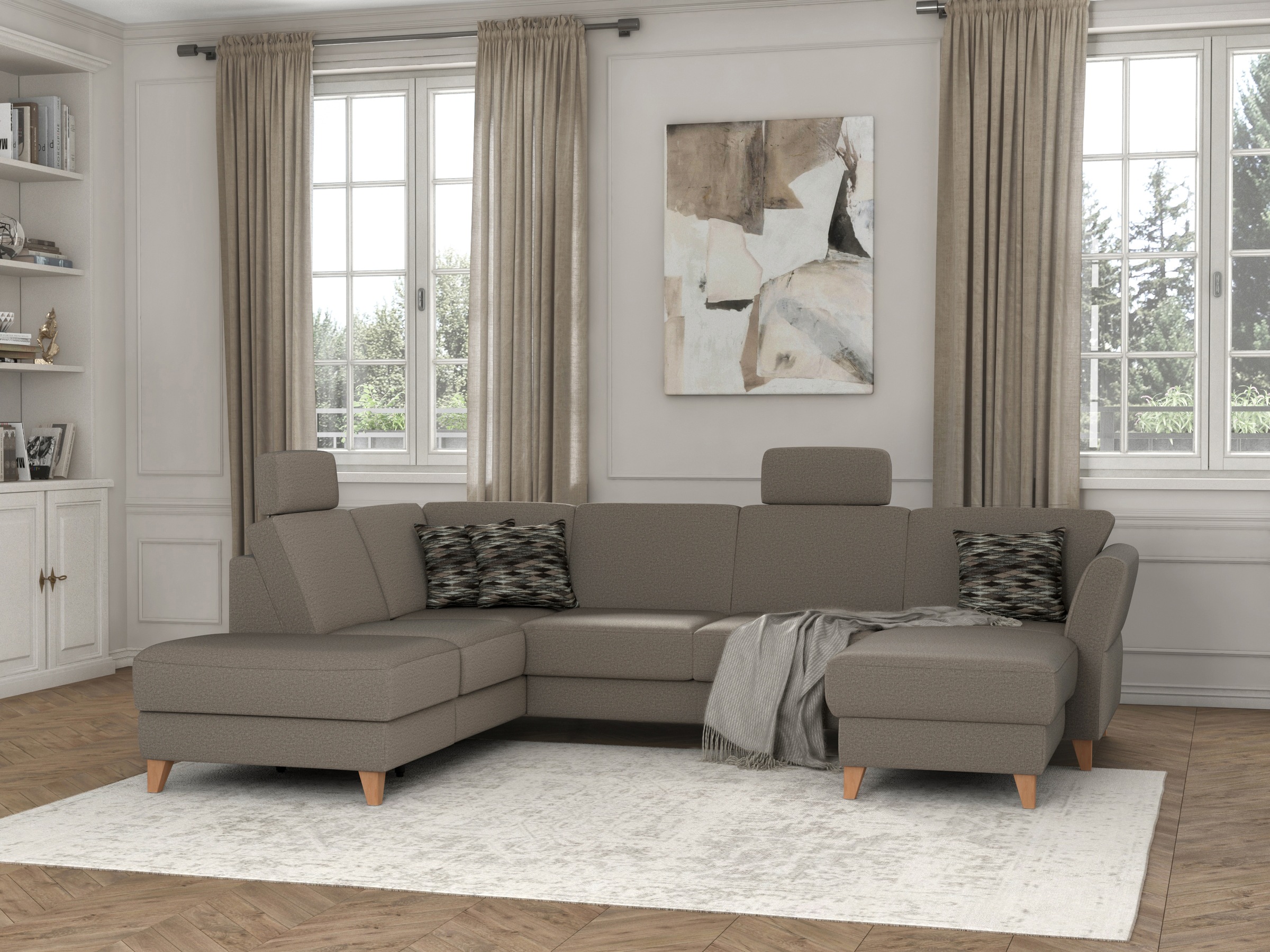 sit&more Wohnlandschaft »Visby U-Form«, Wahlweise mit Bettfunktion und Stauraum, frei im Raum stellbar