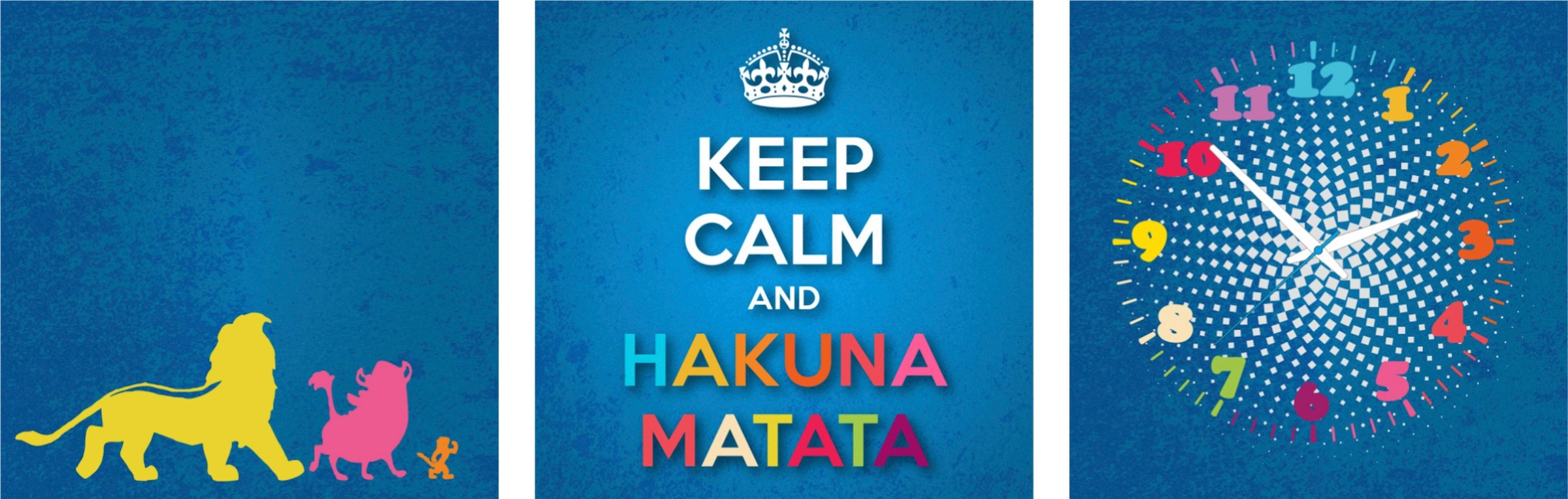 Conni Oberkircher´s Bild »Hakuna - Keep Calm I«, Löwen, (Set, (Set 3), mit  dekorativer Uhr, Spruch, Motivation auf Raten kaufen | Poster