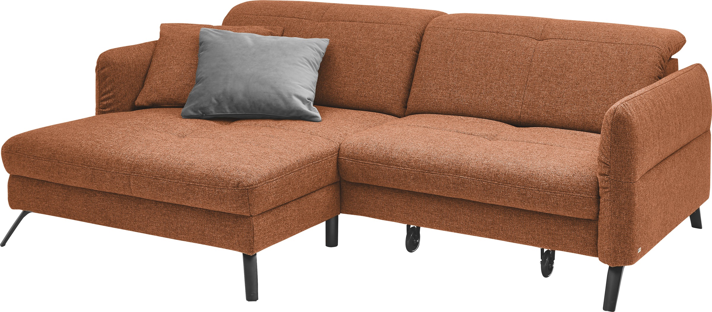 set one by Musterring Ecksofa »SO 4400 V«, wahlweise mit motorischer Bettfunktion & Kopfverstellung, Fuß schwarz