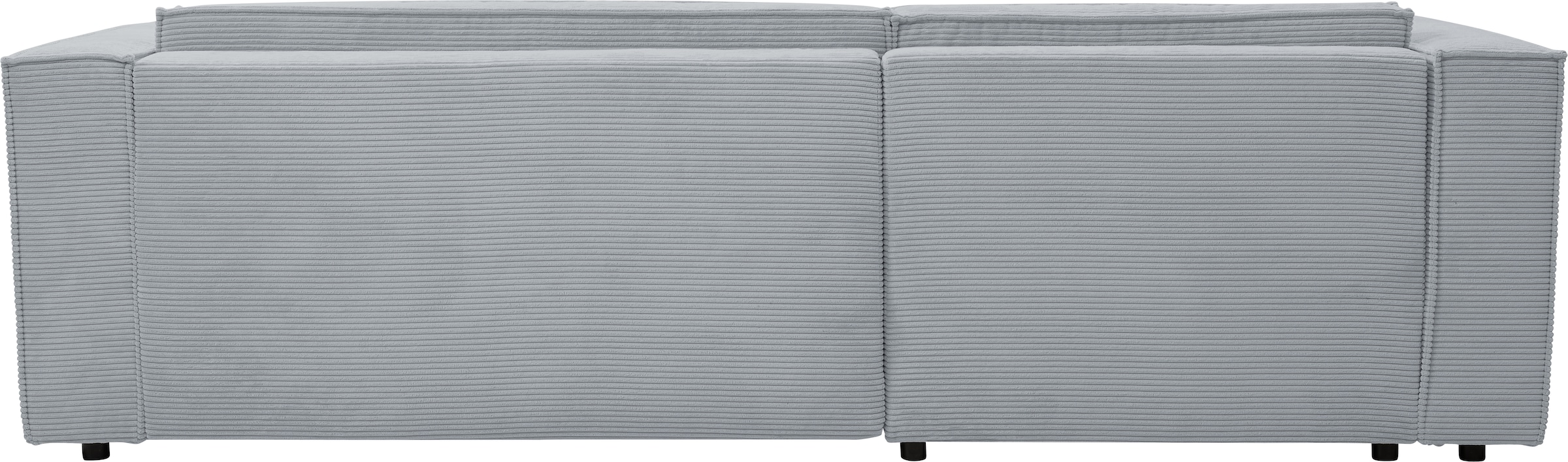 WERK2 Ecksofa »Atlanta-New, modernes Design, Stellmaße 280x147cm, L-Form, Kedernaht«, hoher Komfort, Schlaffunktion & Bettkasten, Cord, Grau