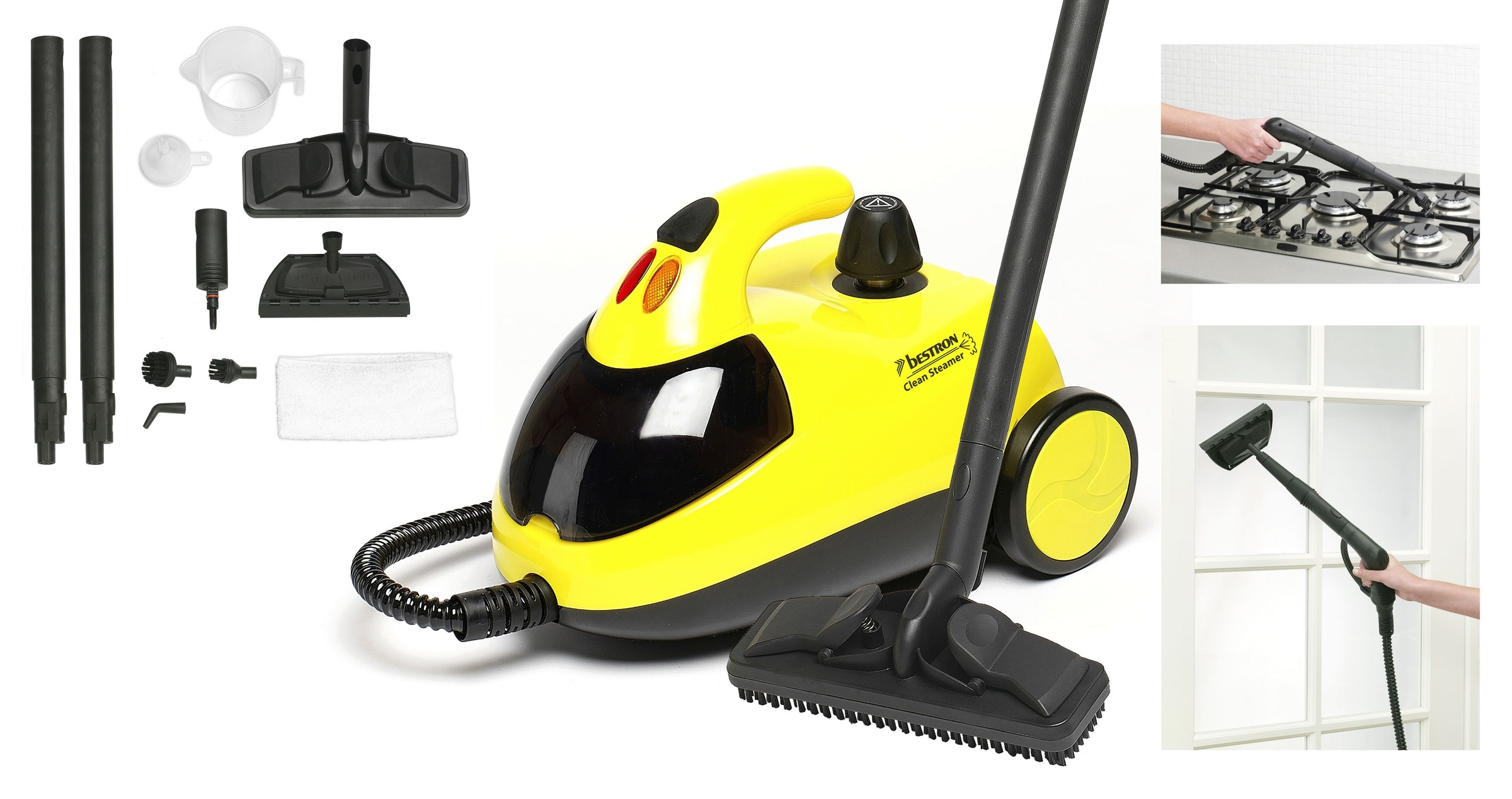 bestron Dampfreiniger »DWJ5280 mit Zubehör-Set«, Kindersicherung, Kapazität: 1,5 l, Aktionsradius: 10 m, 4 Bar