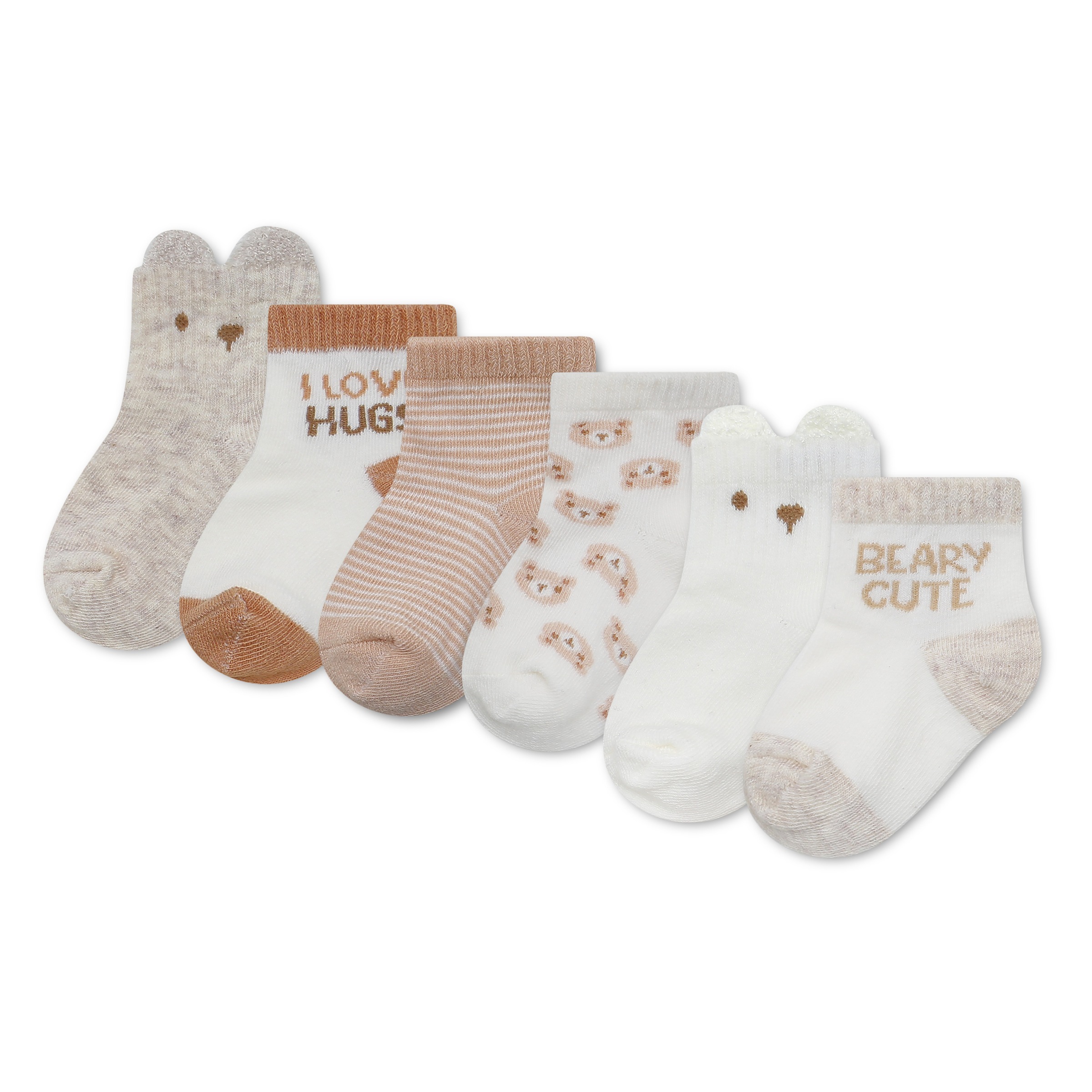 HUGGIES babywear Kurzsocken »HGHN 6PK QUARTER SOCKS« Packung, 6 Paar tlg. 6er Pack Baby-Socken mit Bärchen-Mtoiven