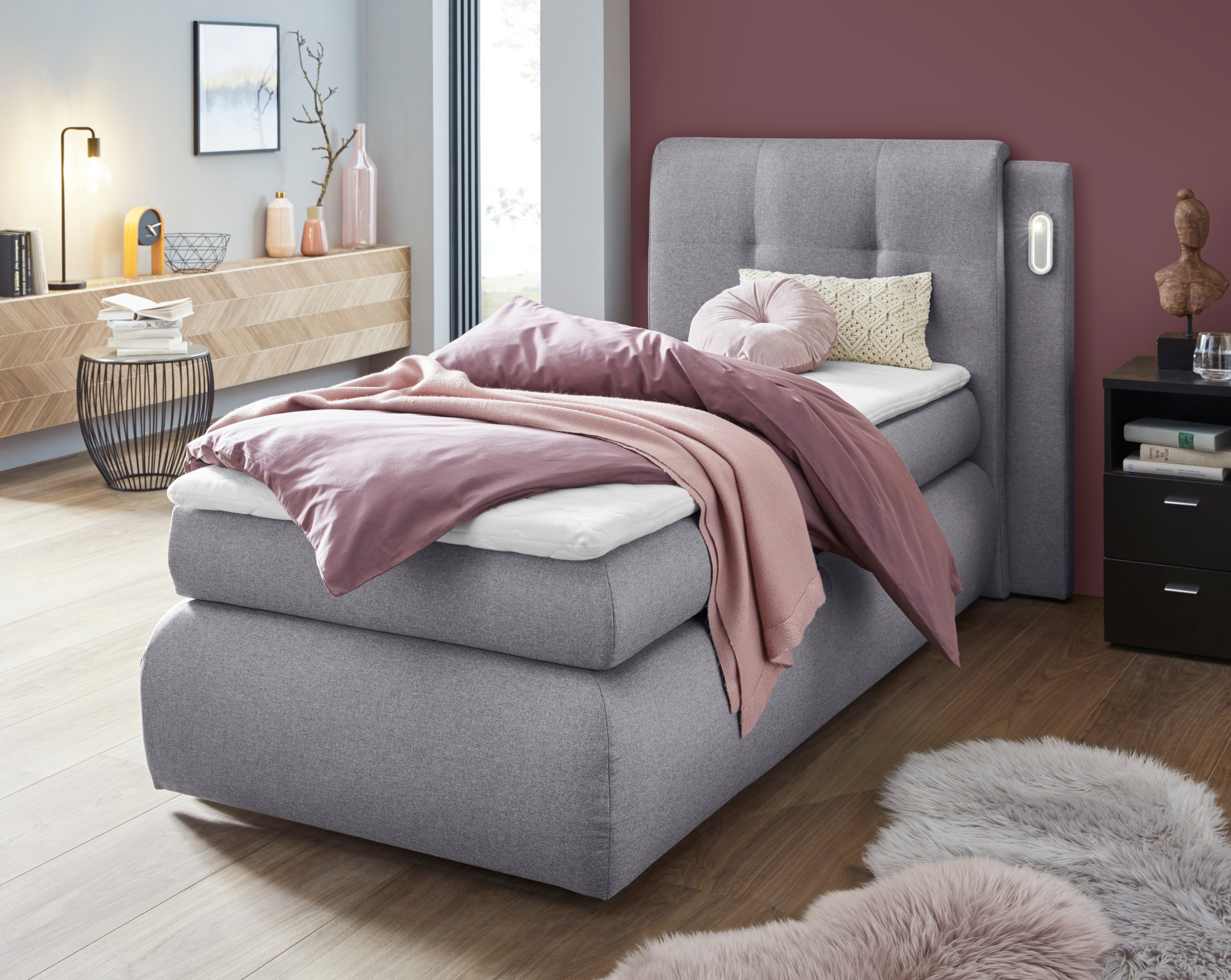 Boxspringbett »Borna«, inklusive Bettkasten, LED-Beleuchtung und Topper