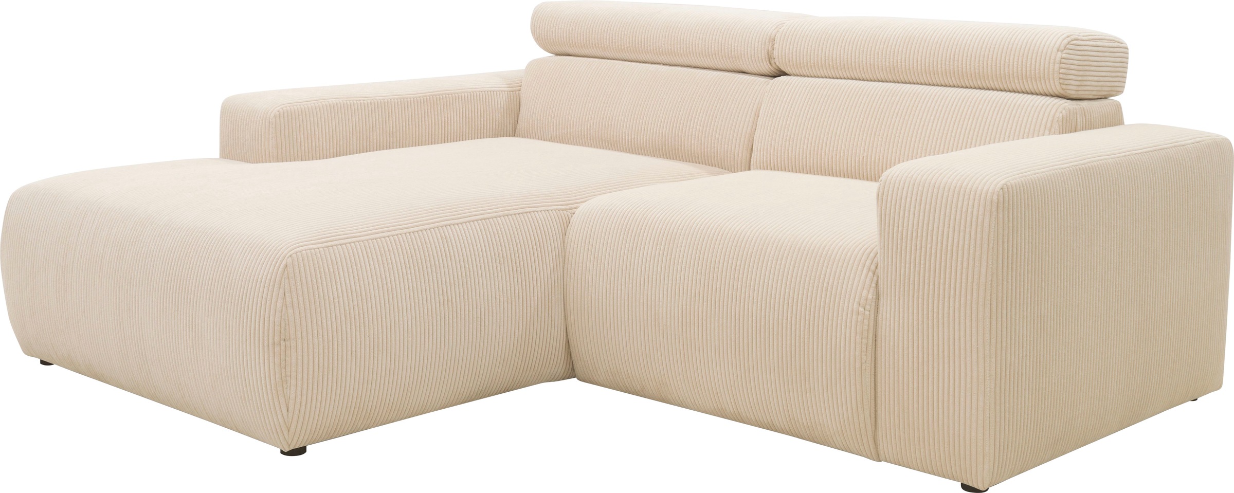 DOMO collection Ecksofa »Brandon B/T: 214/100 cm, belastbar bis 140kg/ Sitz, L-Form«, Cord, creme