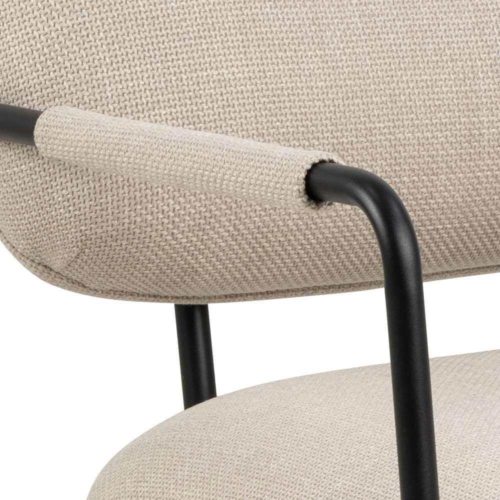 ACTONA GROUP Loungesessel »Dillon Polstersessel, Armlehne,«, Loungestuhl, beiger Stoff, schwarze Stahlbeine, Sitzhöhe: 46,5 cm