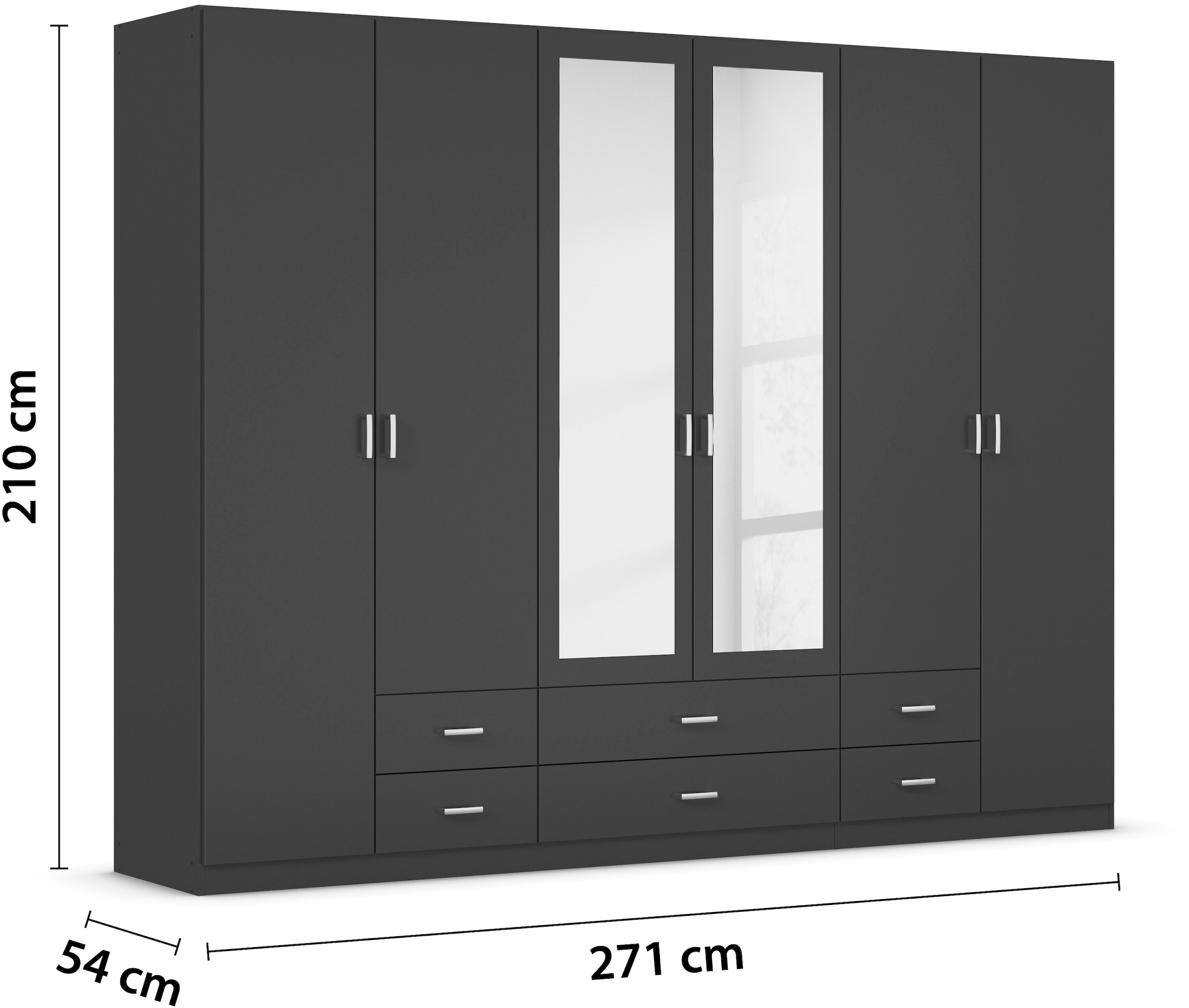 rauch Kleiderschrank »Schrank Garderobe Wäscheschrank GAMMA in 3 Breiten«, viel Stauraum mit 6 Schubladen, mit Spiegel TOPSELLER MADE IN GERMANY
