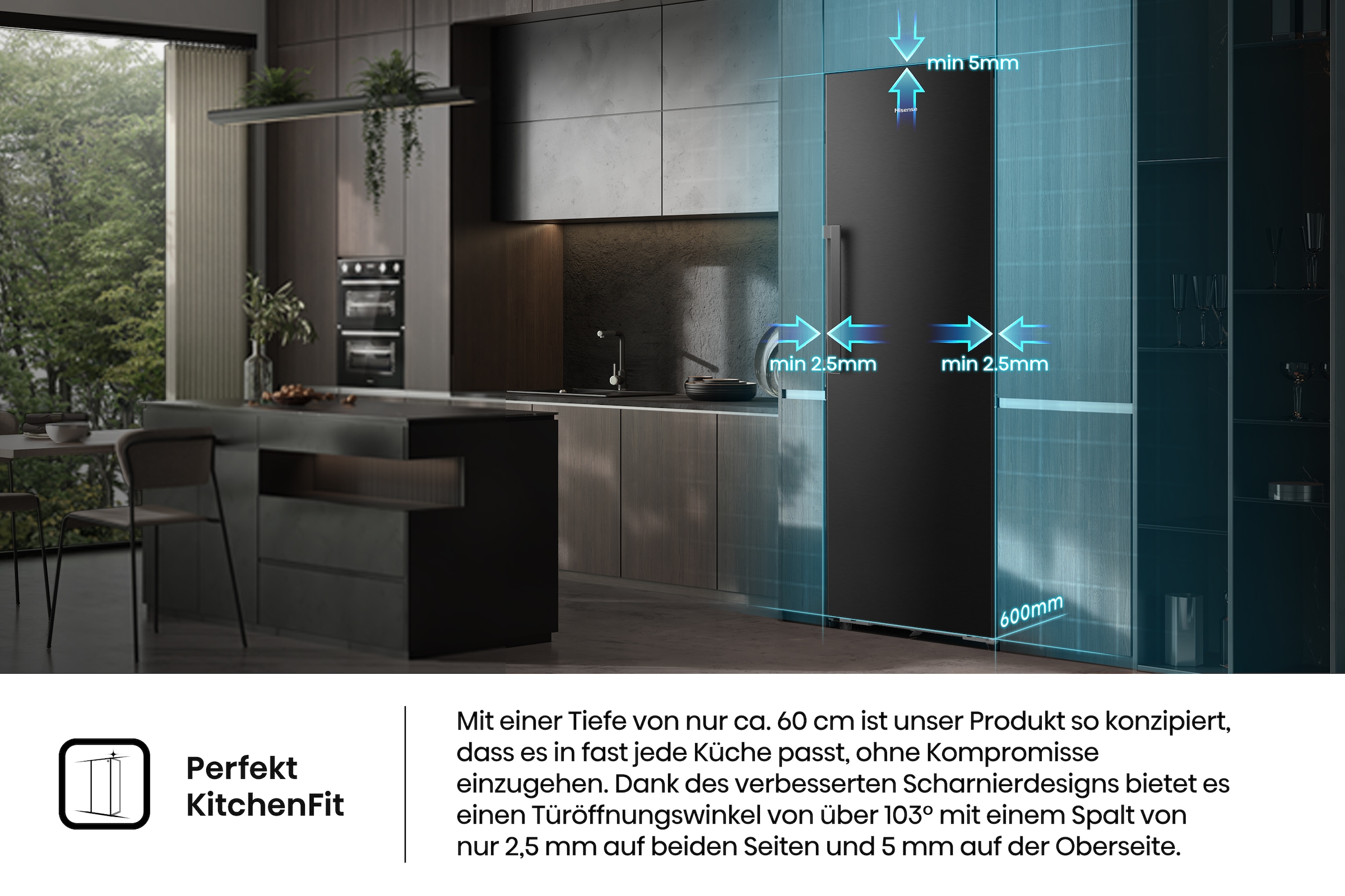 Hisense Gefrierschrank »FT5K310GSFC1« 185,6 cm hoch 59,5 cm breit KitchenFit