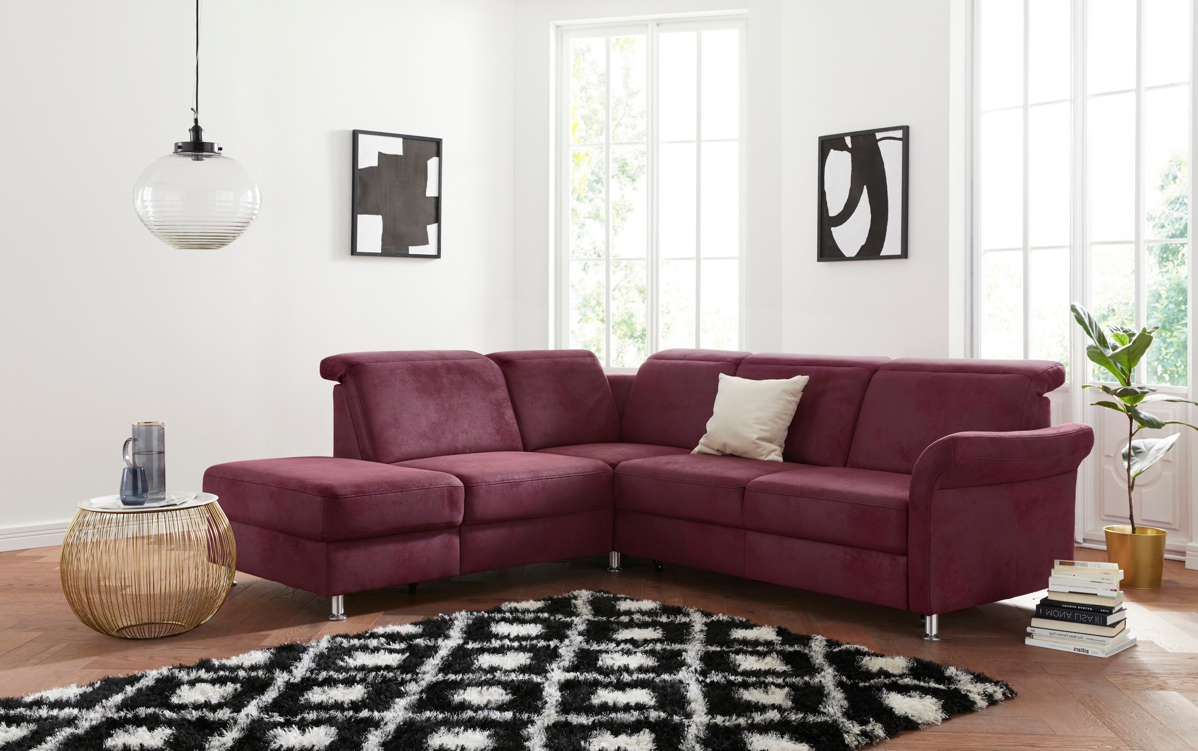 sit&more Ecksofa »Darwin L-Form« inklusive Federkern, wahlweise mit Kopftei günstig online kaufen