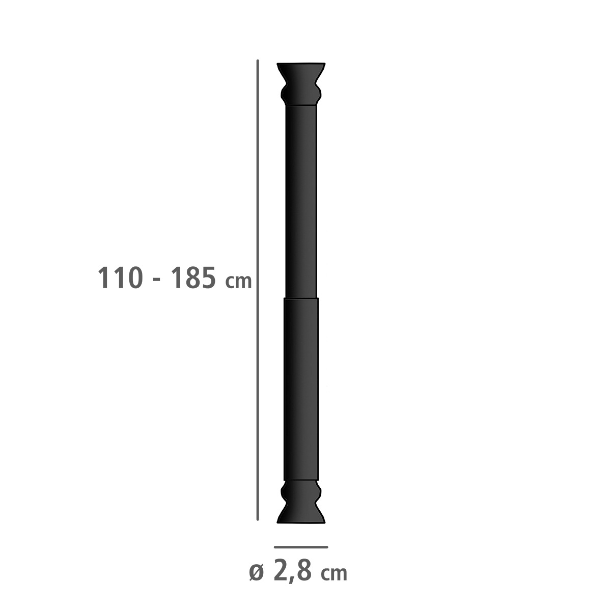 WENKO Duschvorhangstange »Schwarz«, ausziehbar, Länge 110-185 cm