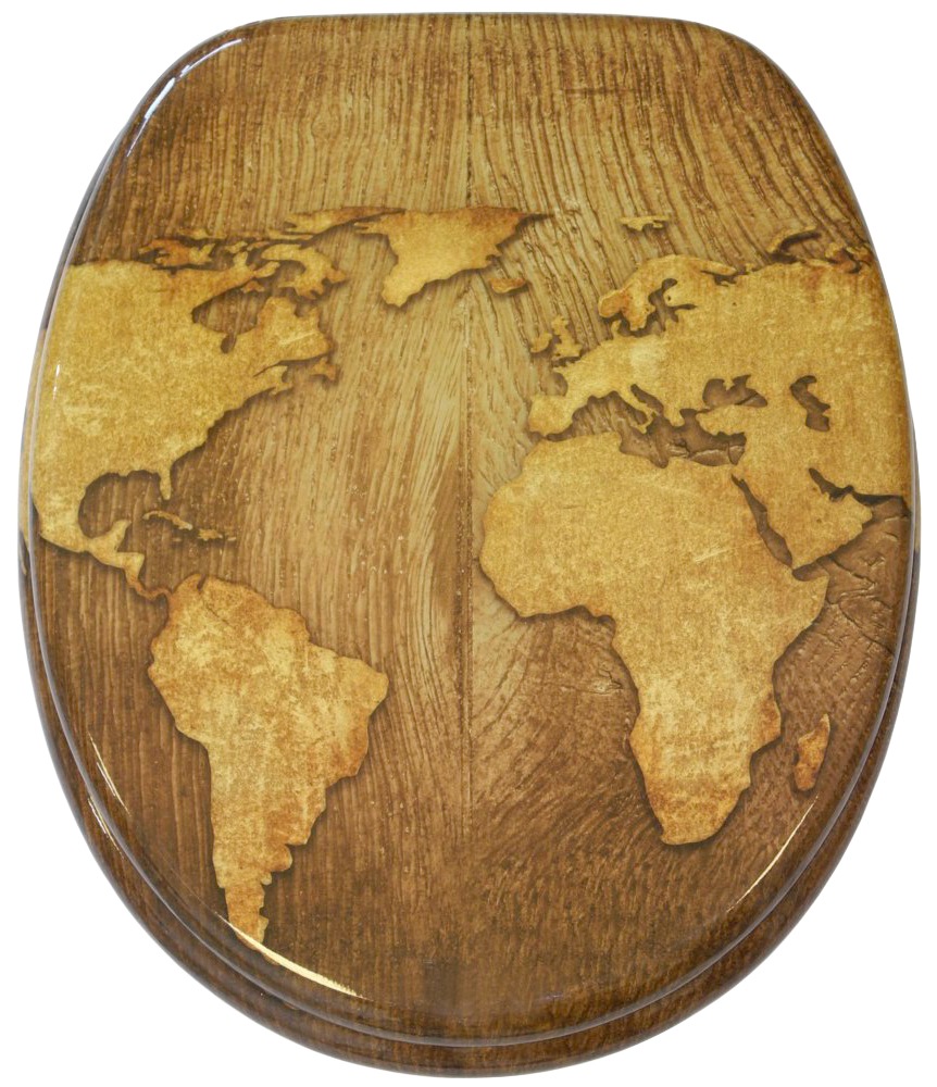 Sanilo Badaccessoire-Set »World Map«, (Komplett-Set, 3 tlg.), bestehend aus WC-Sitz, Badteppich und Waschbeckenstöpsel