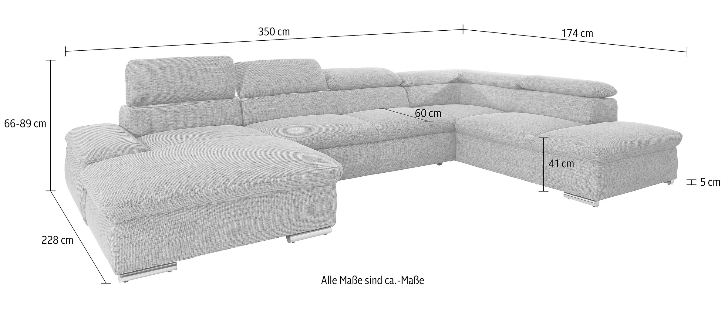 sit&more Wohnlandschaft »Alcatraz U-Form«, wahlweise mit Bettfunktion