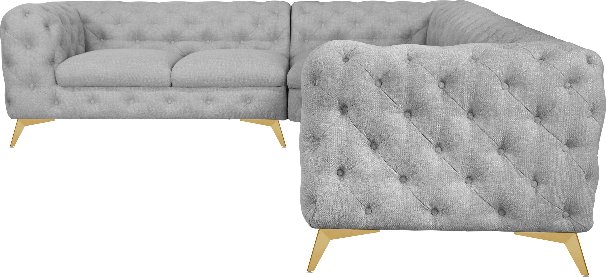 Leonique Chesterfield-Sofa »Ecksofa GLYNIS L-Form mit Wellenunterfederung, günstig online kaufen