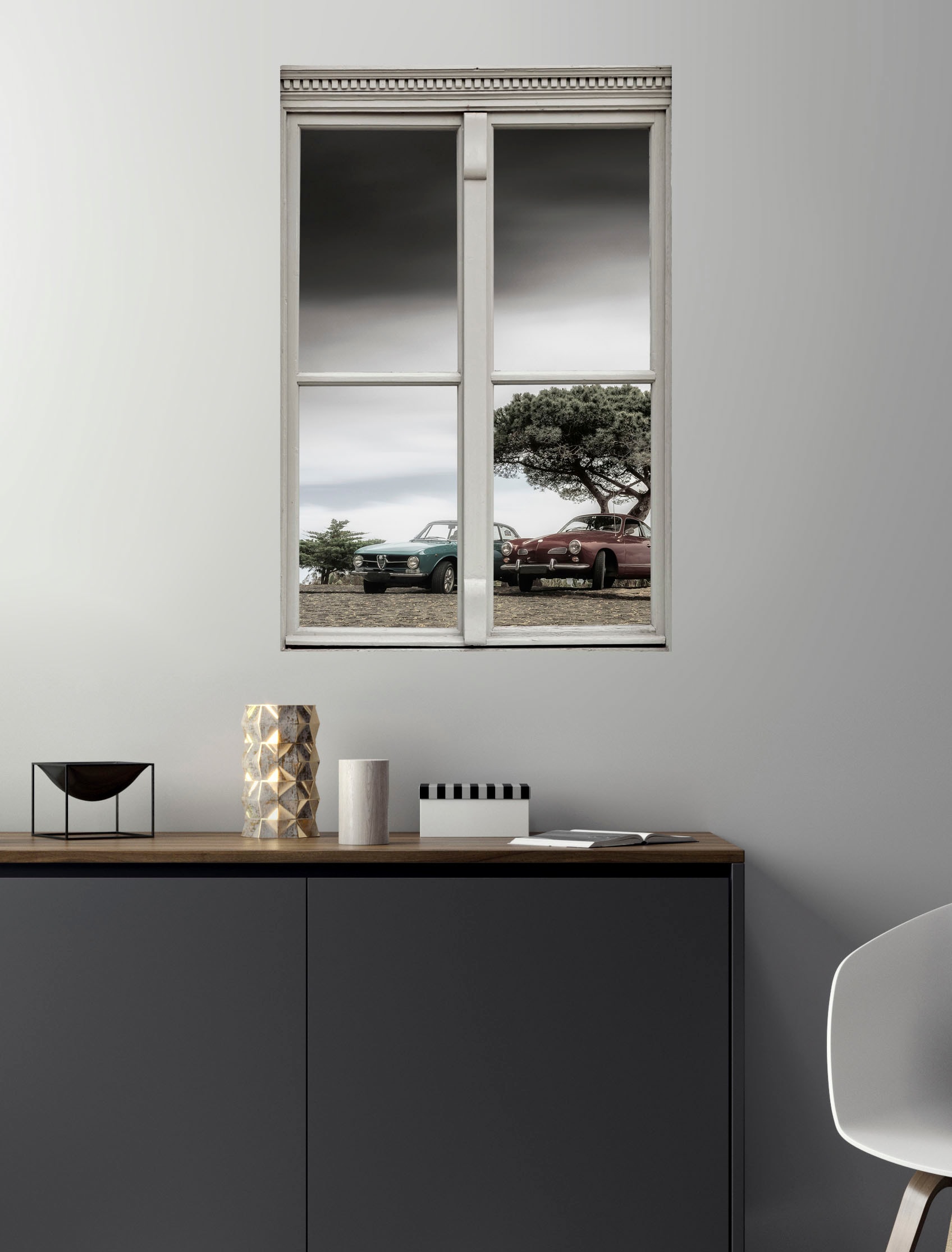 queence Wandsticker »Autos«, Wandsticker, Wandbild, selbstklebend, 3D, Fenster