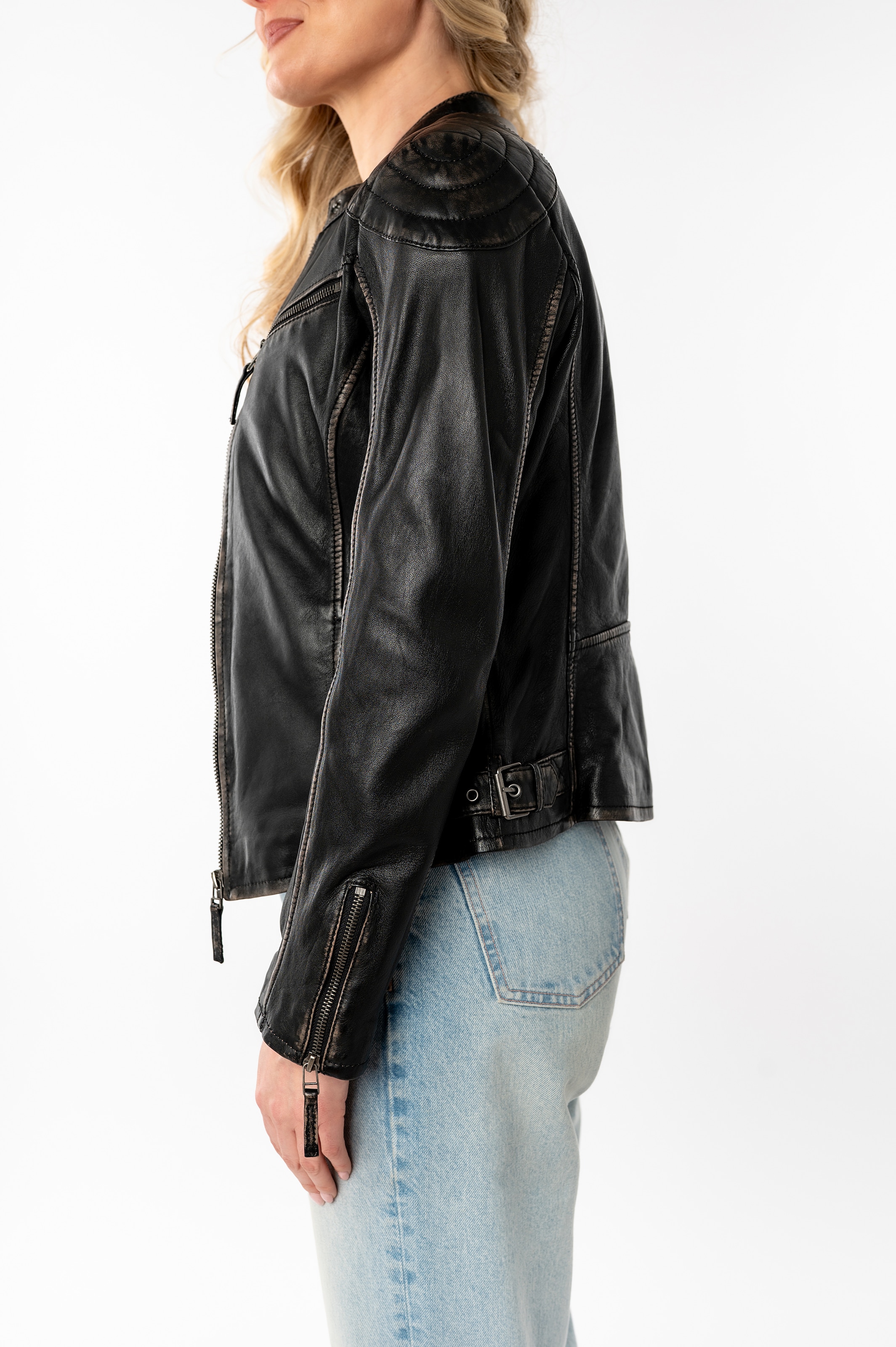 Mauritius Lederjacke »DETTE«, in Used-Optik