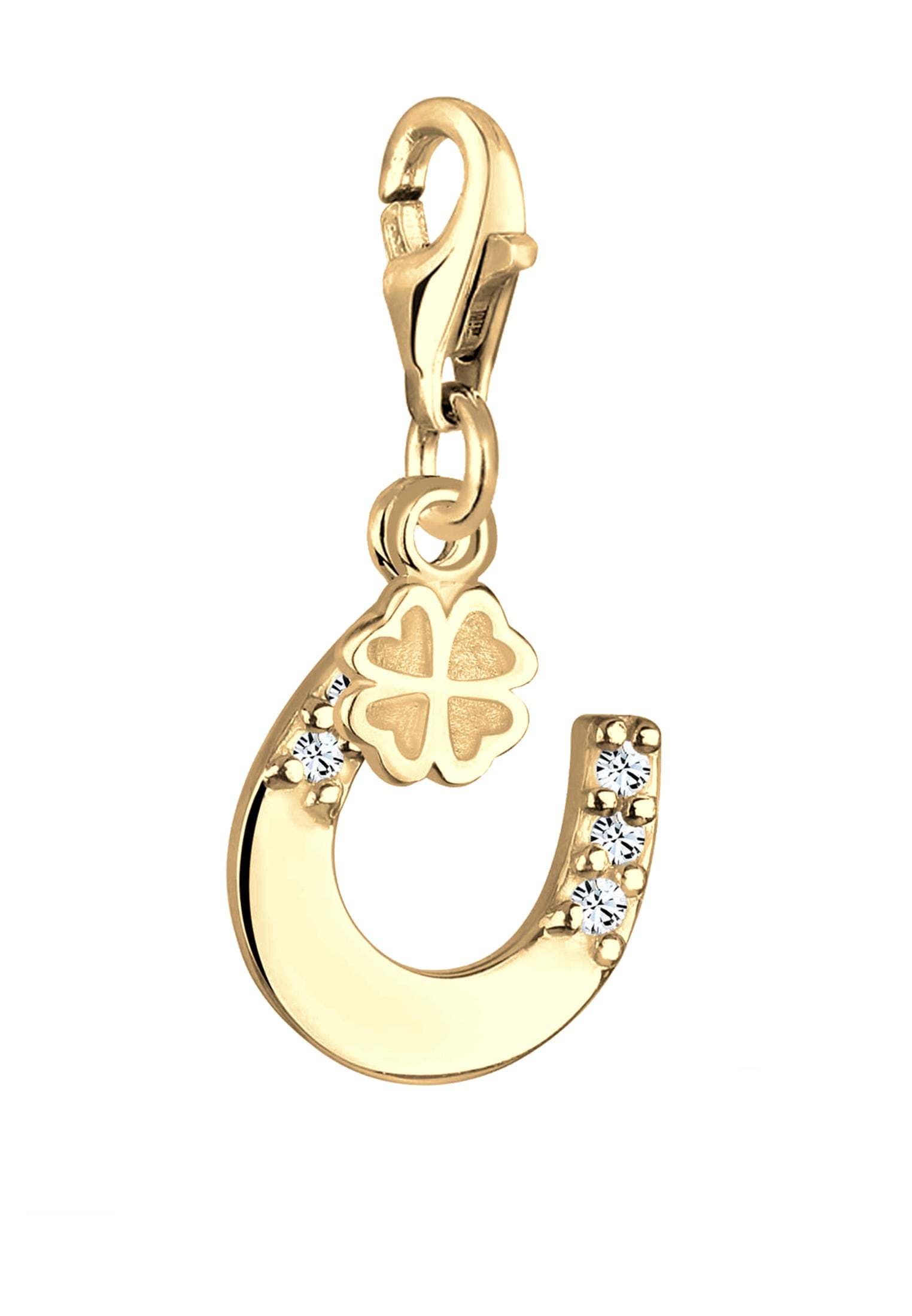 Nenalina Charm-Einhänger »Hufeisen Kleeblatt Kristalle 925 Silber«