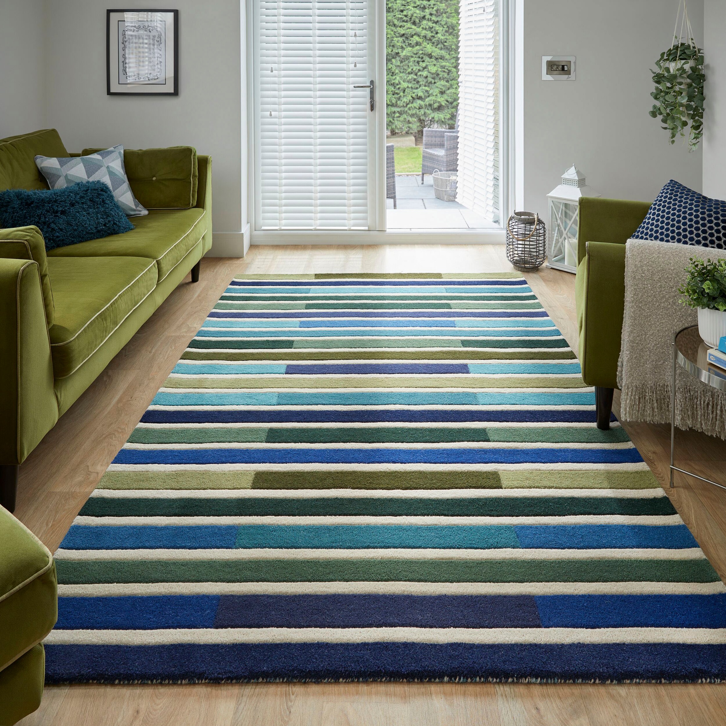 FLAIR RUGS Wollteppich »Piano«, rechteckig, 10 mm Höhe, gestreift, rechteck günstig online kaufen