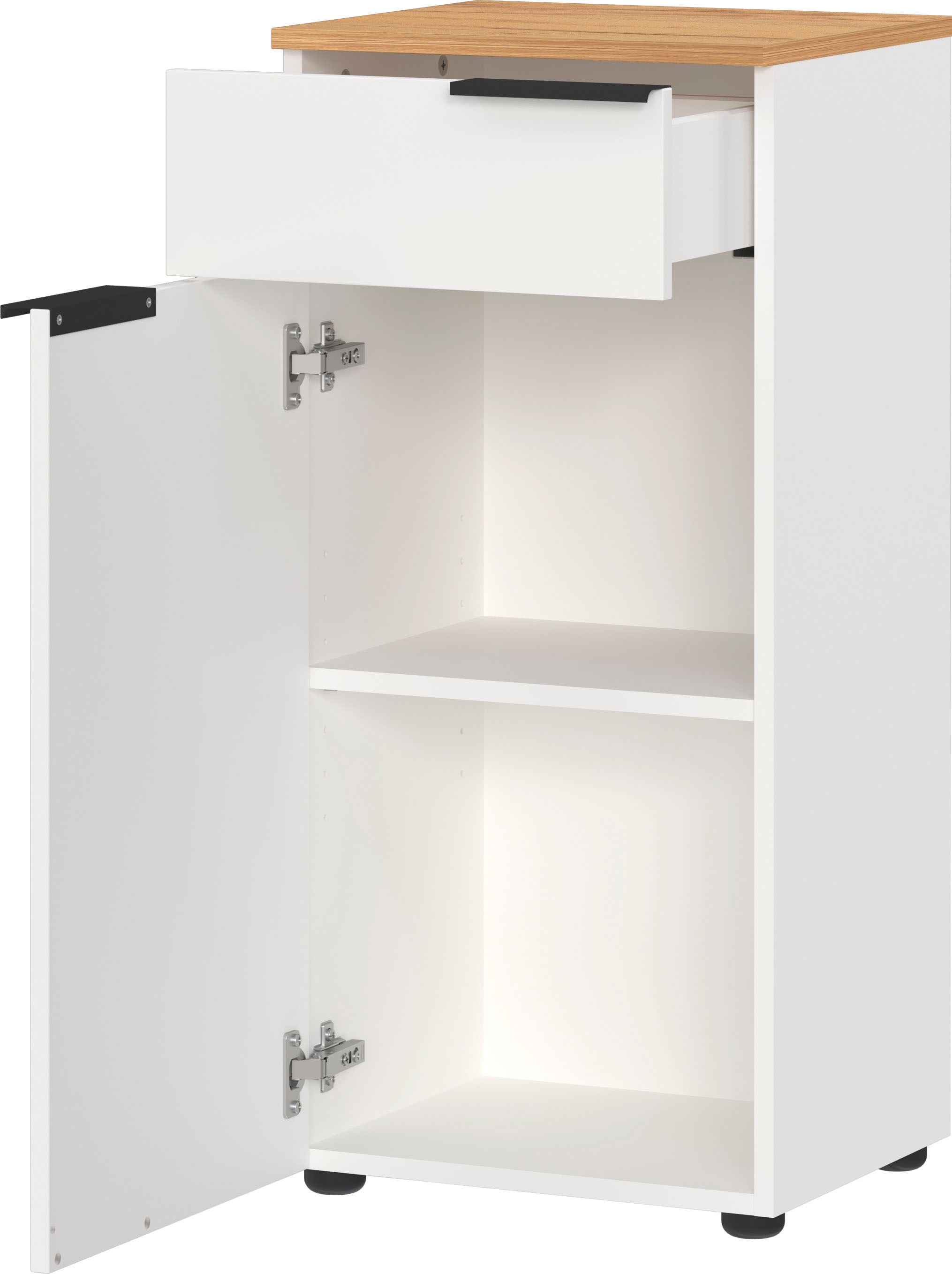 andas Badmöbel-Set »Majtum bestehend aus Waschbeckenunterschrank, Spiegel«, (4 St.), inkl. LED-Beleuchtung, Midi- und Unterschrank, Made in Germany