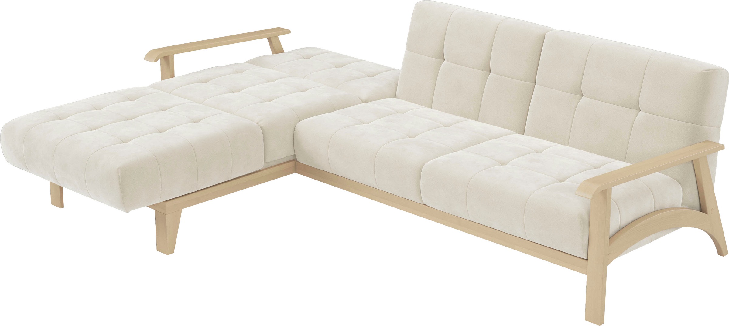 sit&more Ecksofa »Billund L-Form«, Armlehnen aus Buchenholz in natur, verschiedene Bezüge und Farben