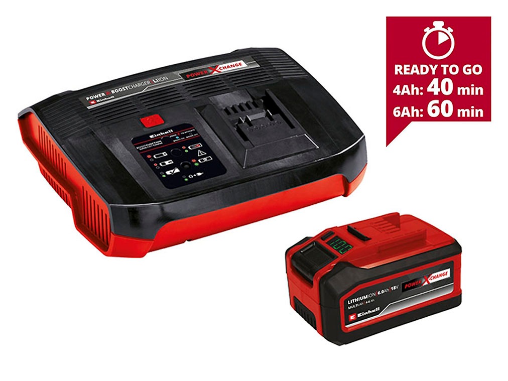 Einhell Akku-Ladestation »PXC-Starter-Kit 18V 4-6Ah & 6A Boostcharger«, (Packung, 2 St.), inkl. Akku